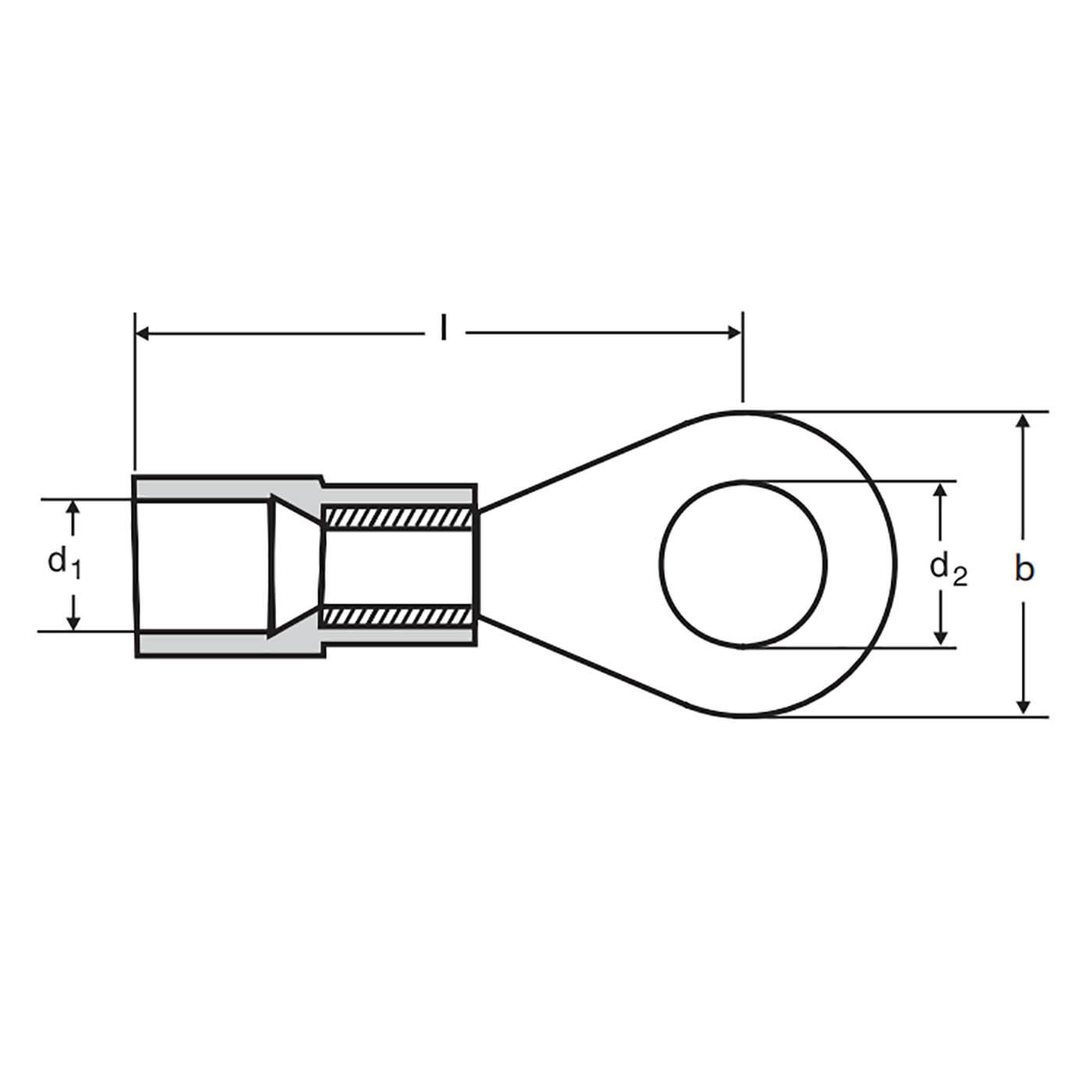 Cosse annulaire isolée à sertir, 4 - 6mm² / M14, jaune