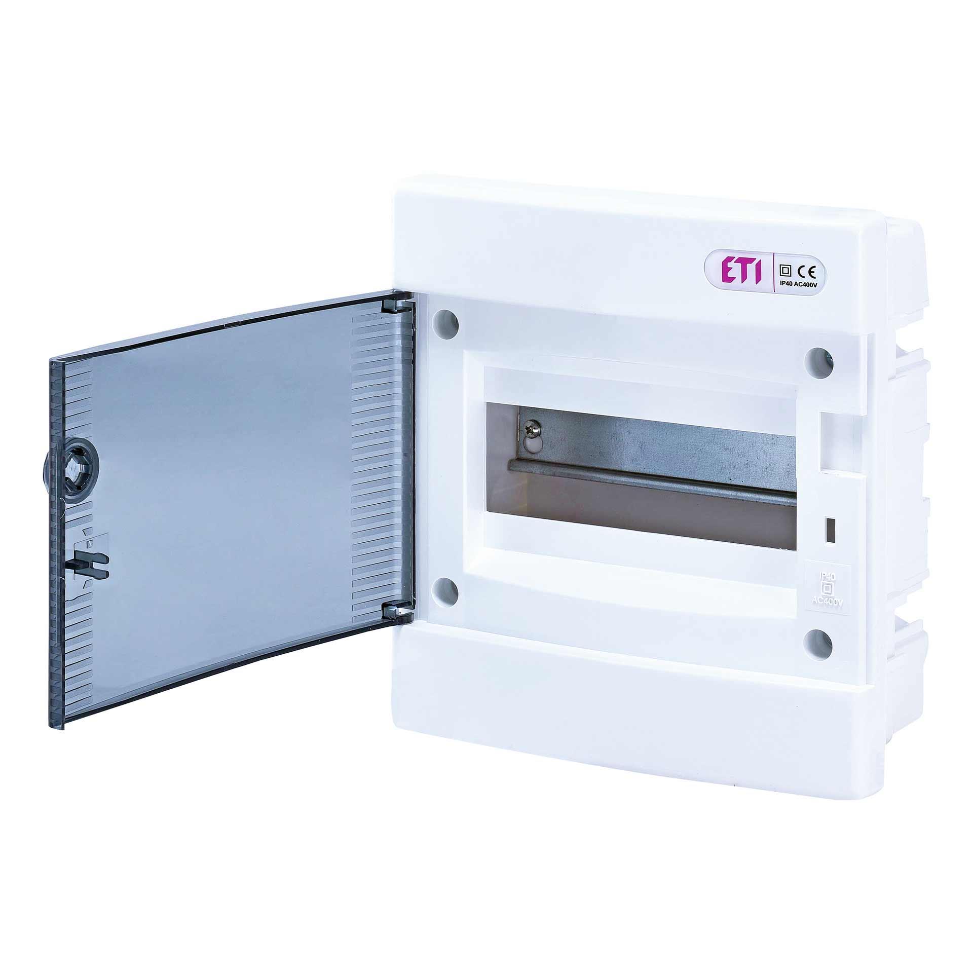 Unterputzverteiler mit transparenter Tür "ECM-8-PT", IP40, 1x8 Modul (8M)