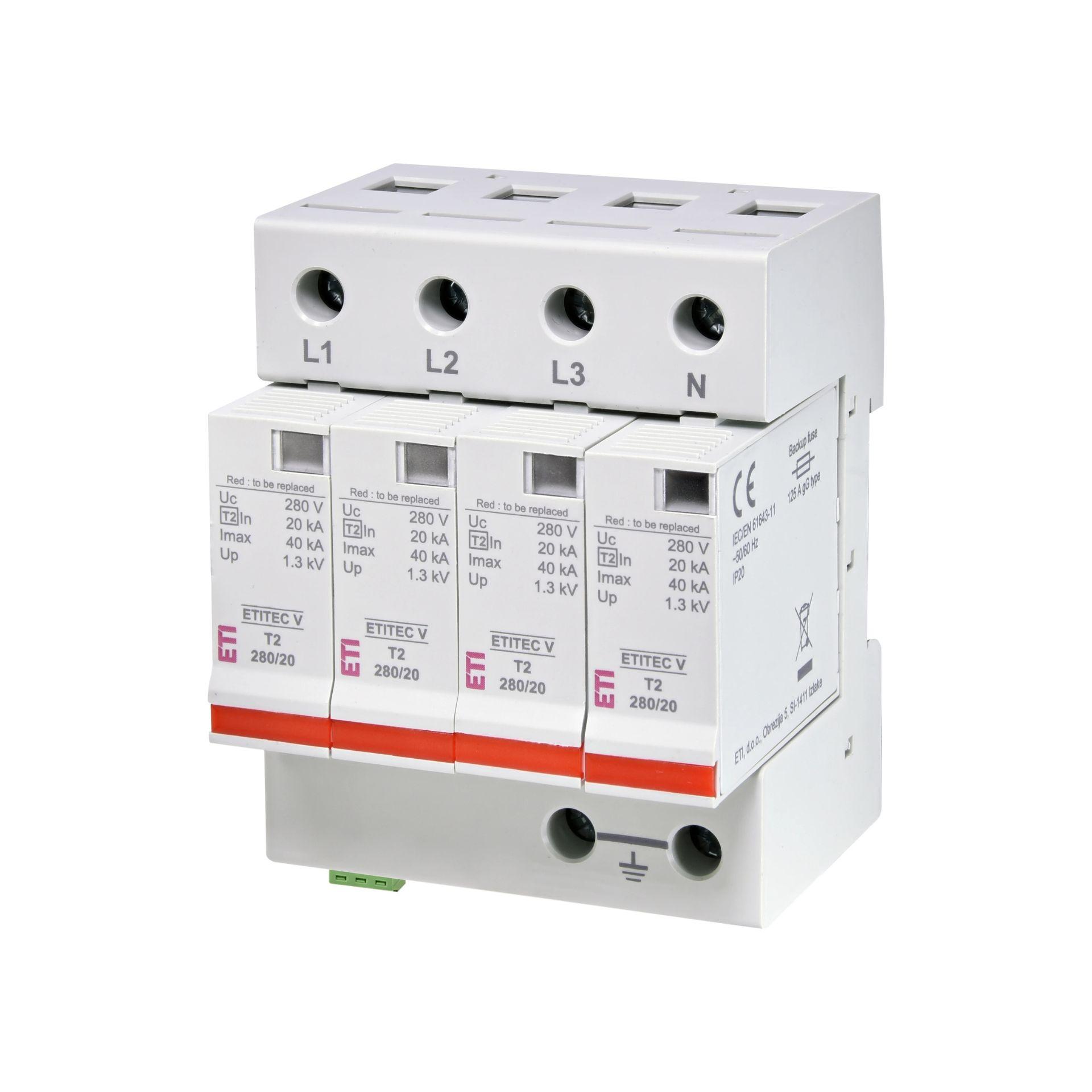 Überspannungsableiter Typ 2, ETITEC V T2 280/20 4+0 RC, (TN-S)
