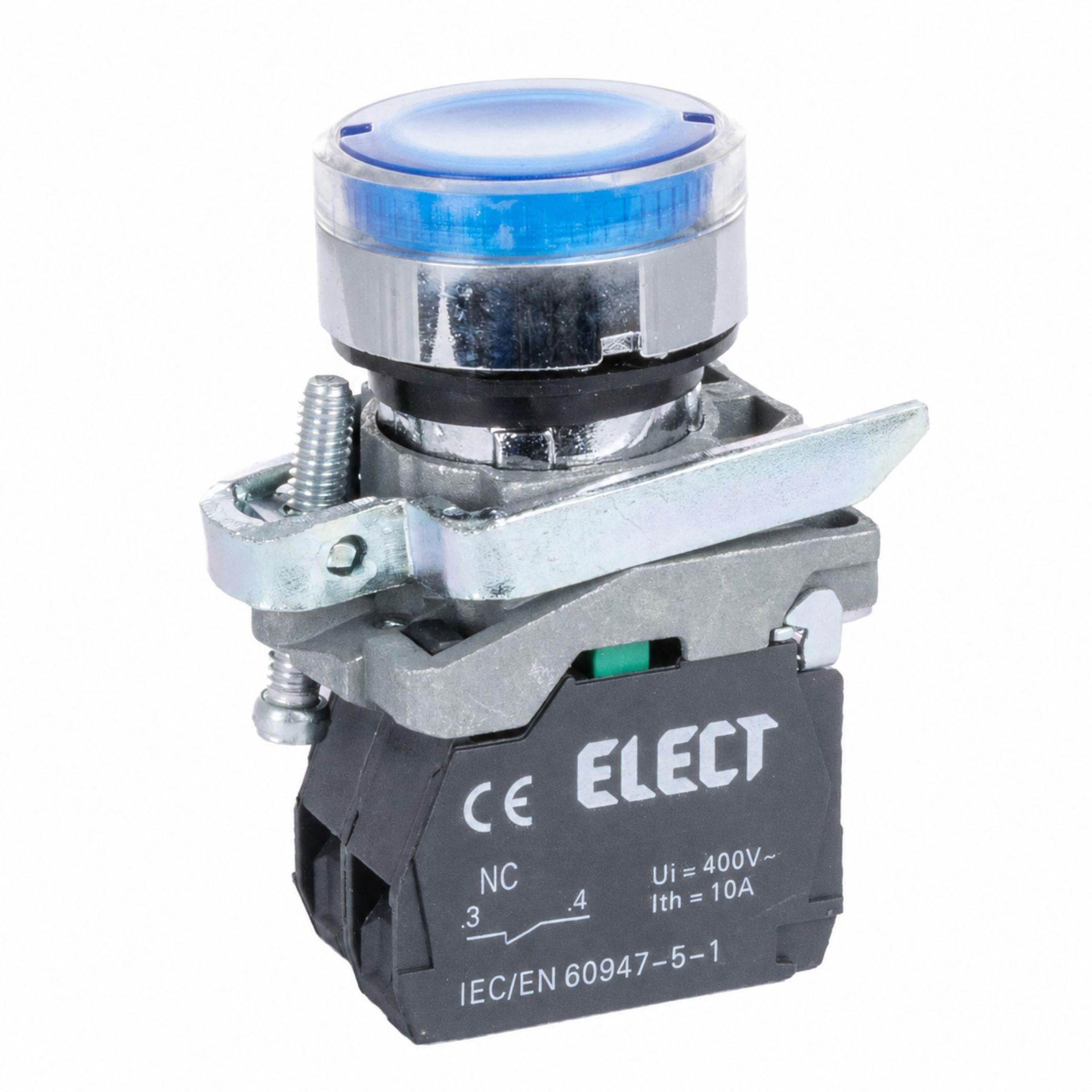 Leuchtdrucktaster blau, 24 VAC/DC, 1NC, Ø 22.5 mm, komplett