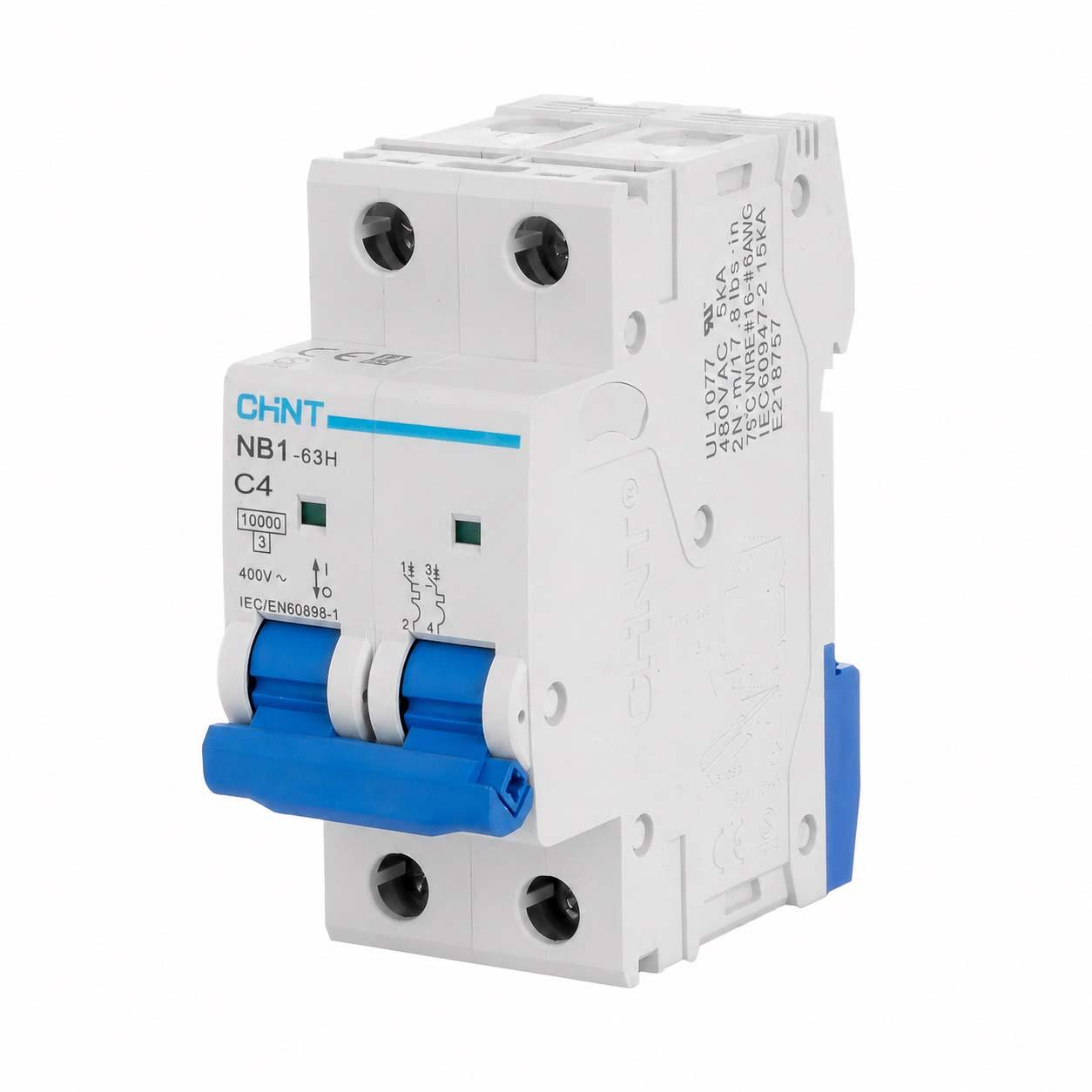 Chint Leitungsschutzschalter - MCB, 2P, Charakteristik C / 4A, 10kA, Typ NB1-63H DB