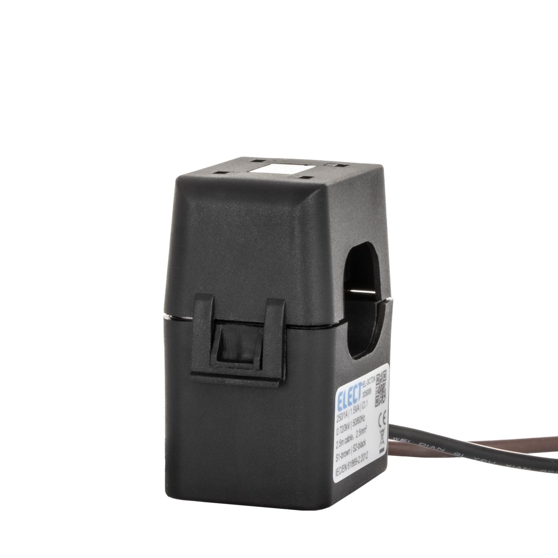 Transformateur de courant divisible EL-SCT50 | 800/5A, 5.0VA, classe 0.5S, Ø50mm, 2.5mm², 2.5m câble