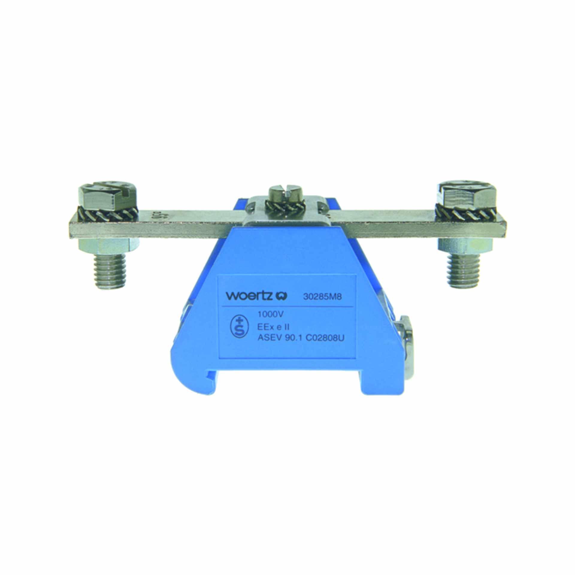 High-performance terminal block DIN35 M8 95mm², 2-conductor, blue
