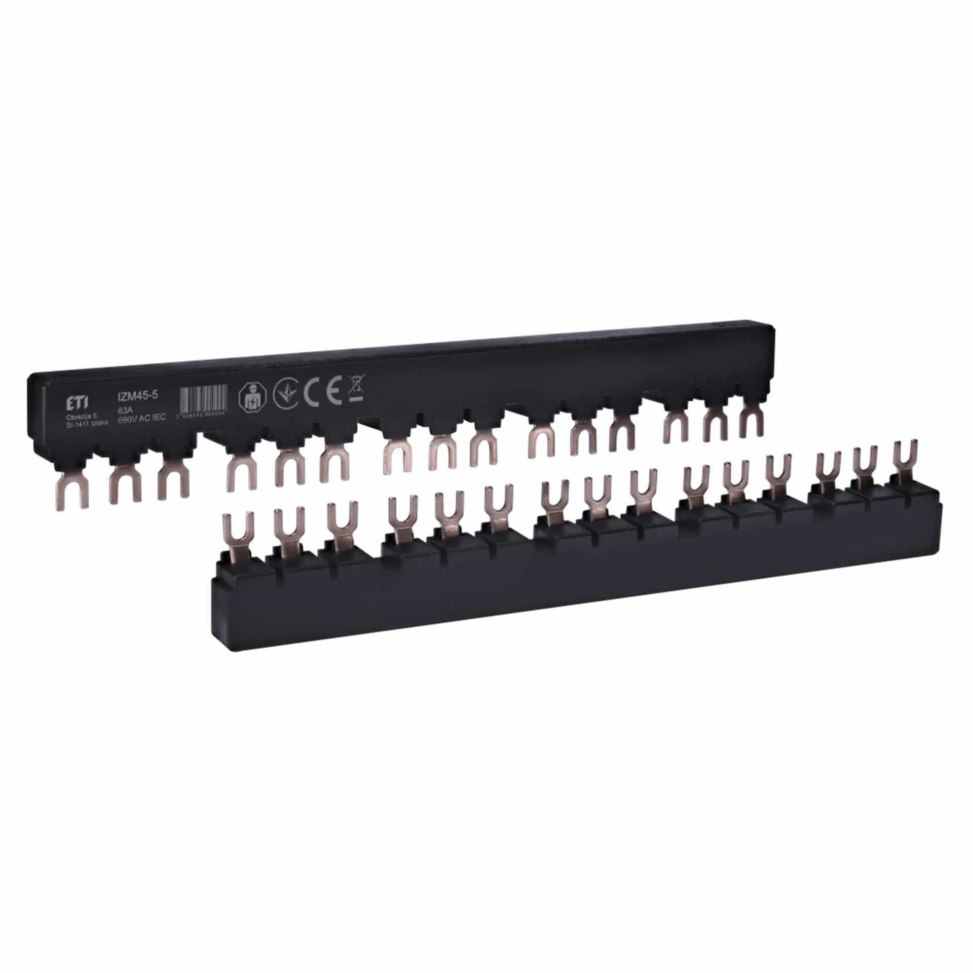 Peigne isolé 10 mm², 63A, pour disjoncteurs moteurs - MPCB, MPE25, MSPO, MS25, IZM45-5