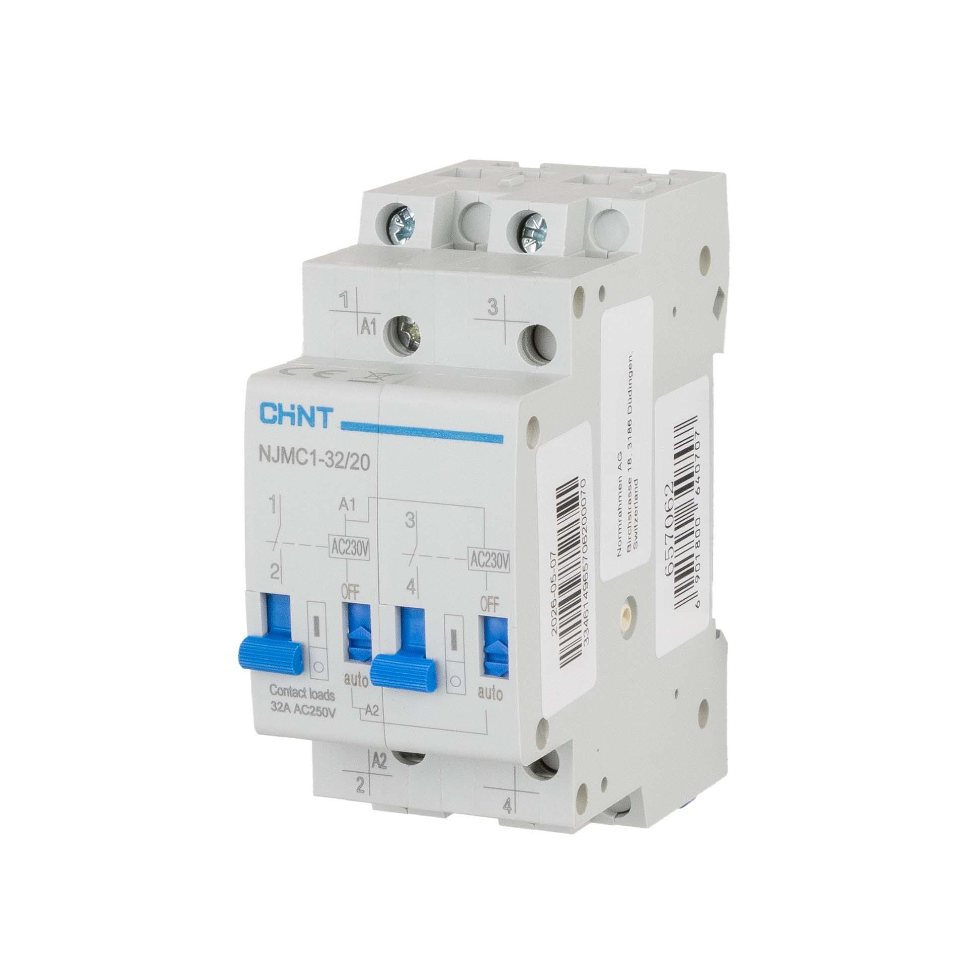 Chint Stromstossrelais (Schrittschalter) - REG, 2 Schliesser, 32A, Spule 230V AC, Typ NJMC1-32/2P