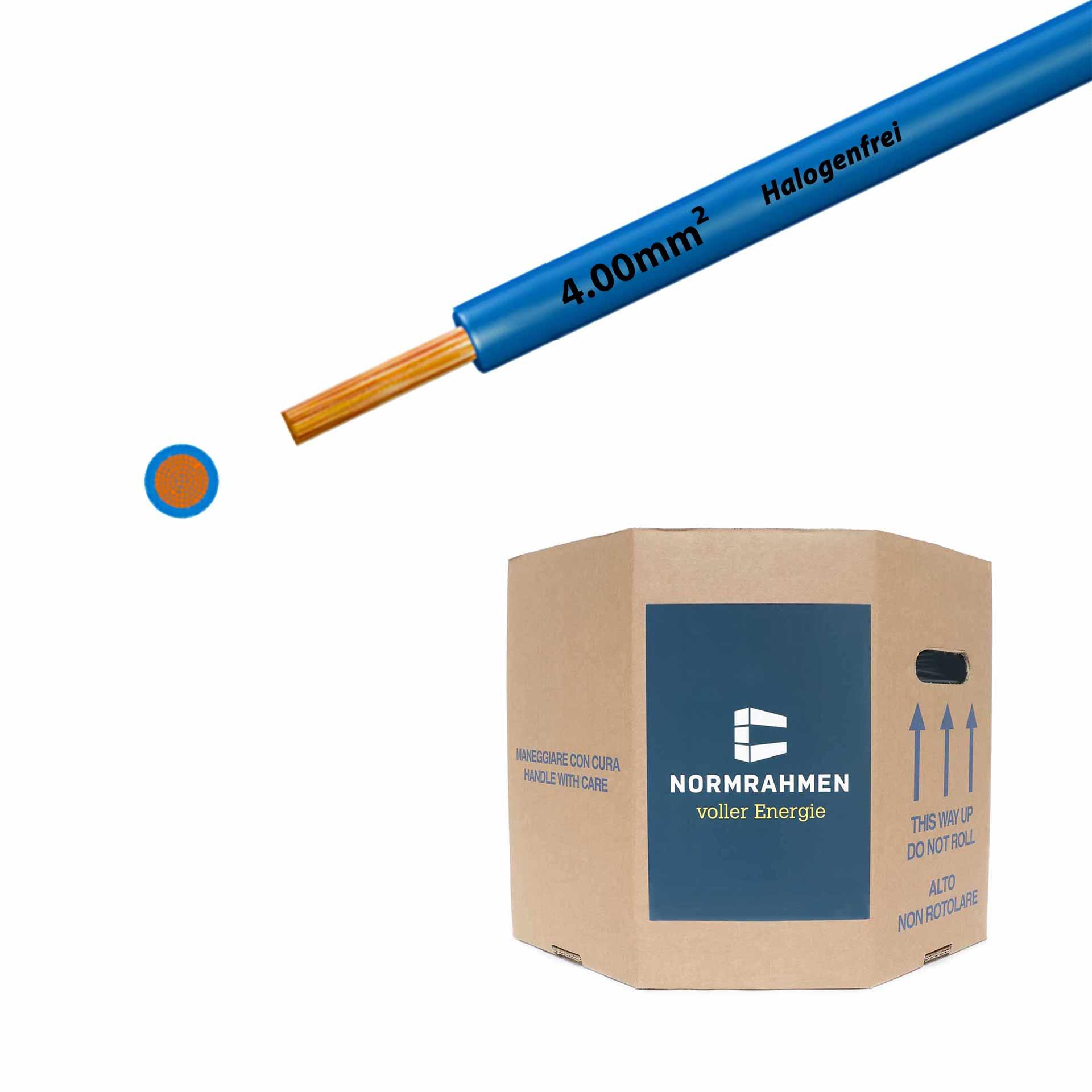 Fil sans halogène 90° C , 750V, 4.00mm2, bleu clair (RAL 5012), fût D515xH400