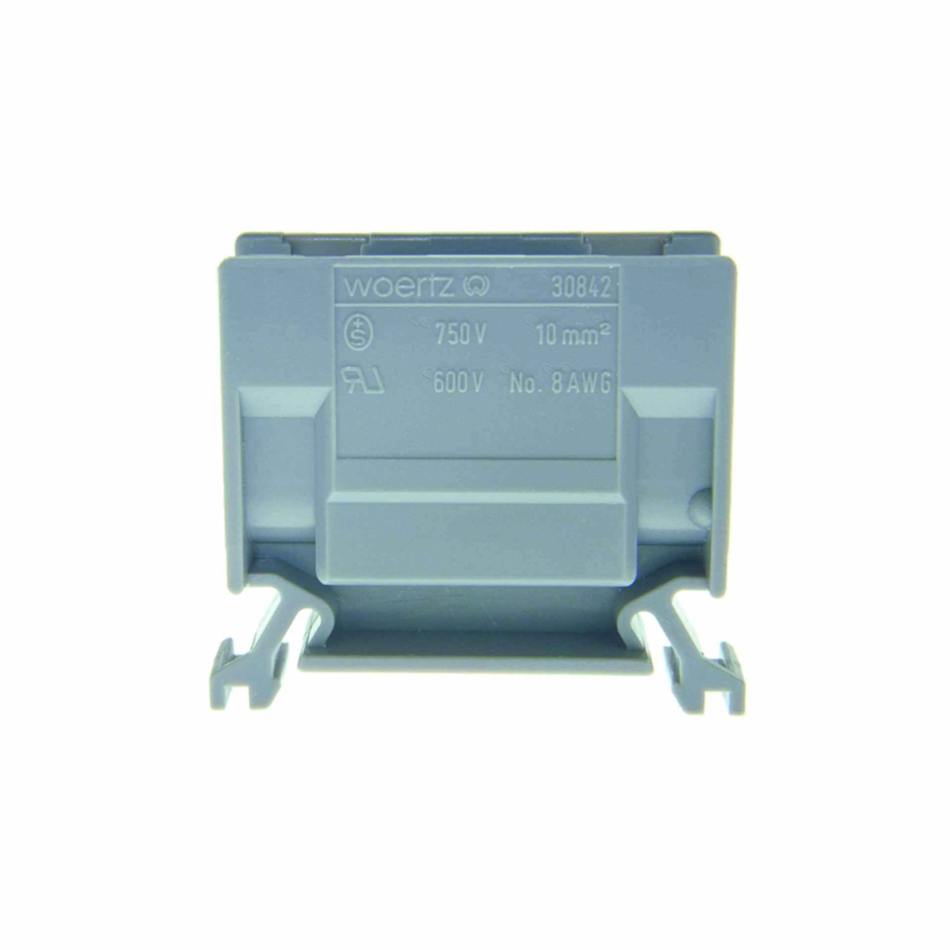 Branch terminal DIN35 10mm², 2-conductor, grey