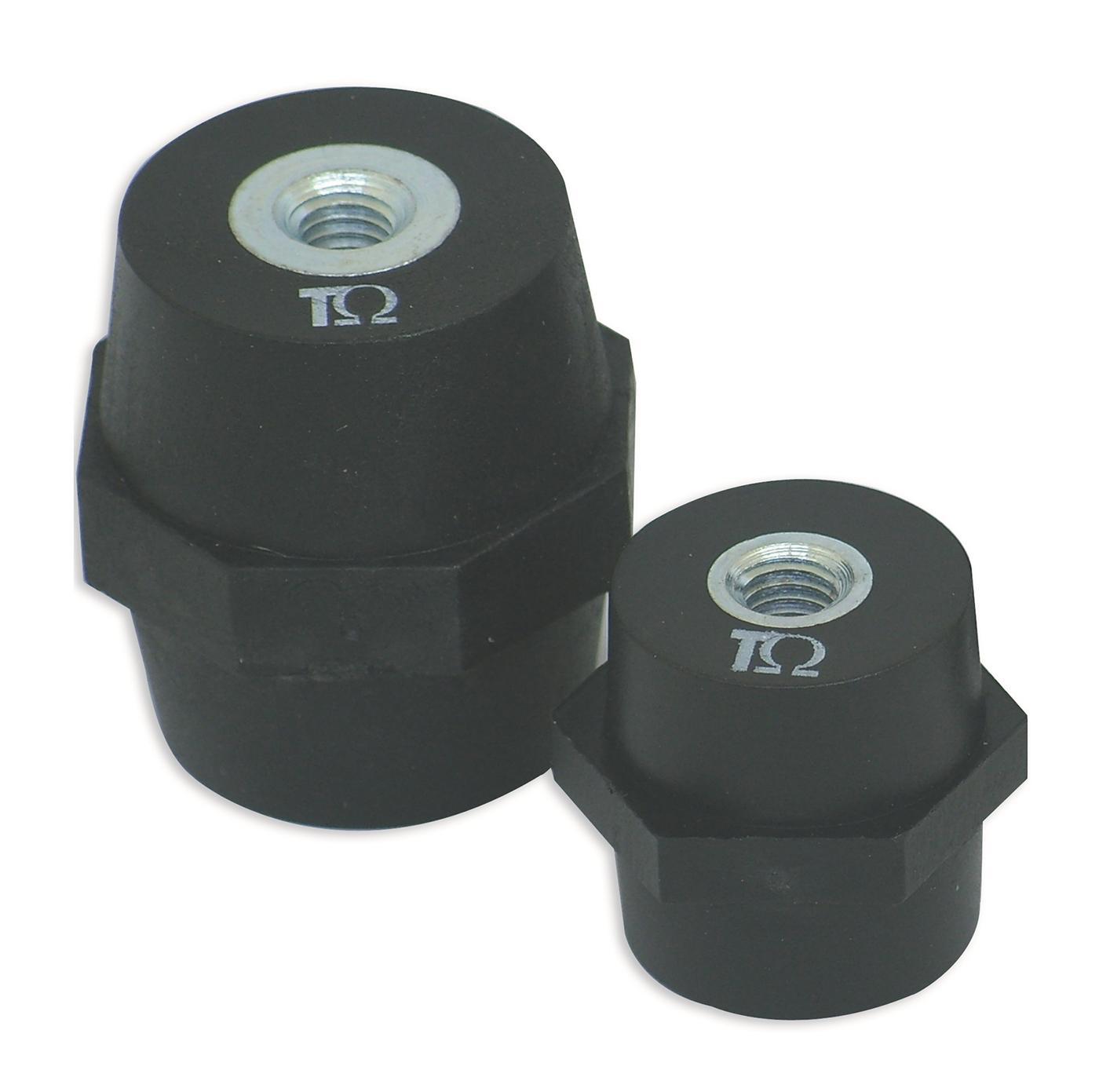 Low-voltage insulator black, H=20mm - M6