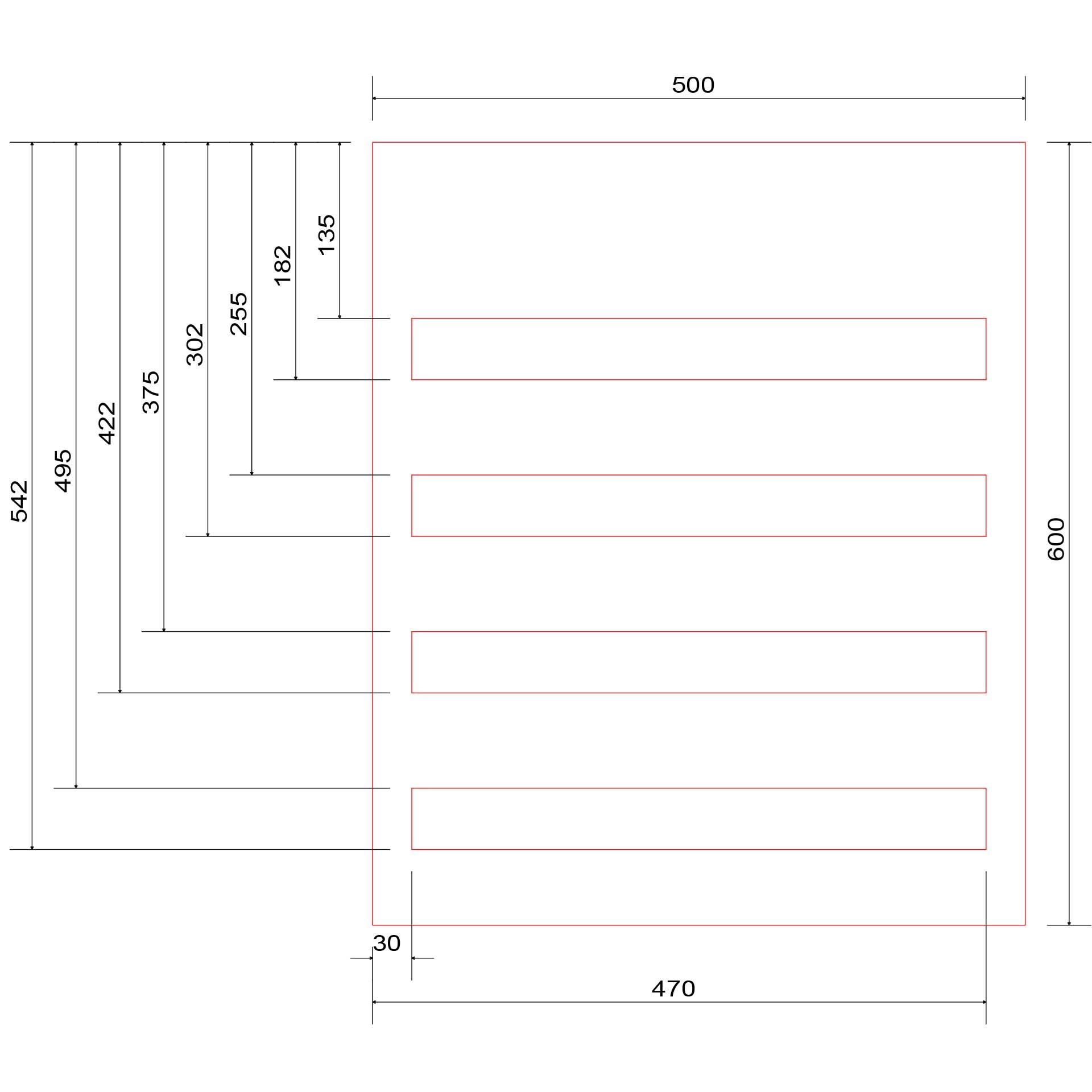 Cover plate with cut-out 500x600x4mm