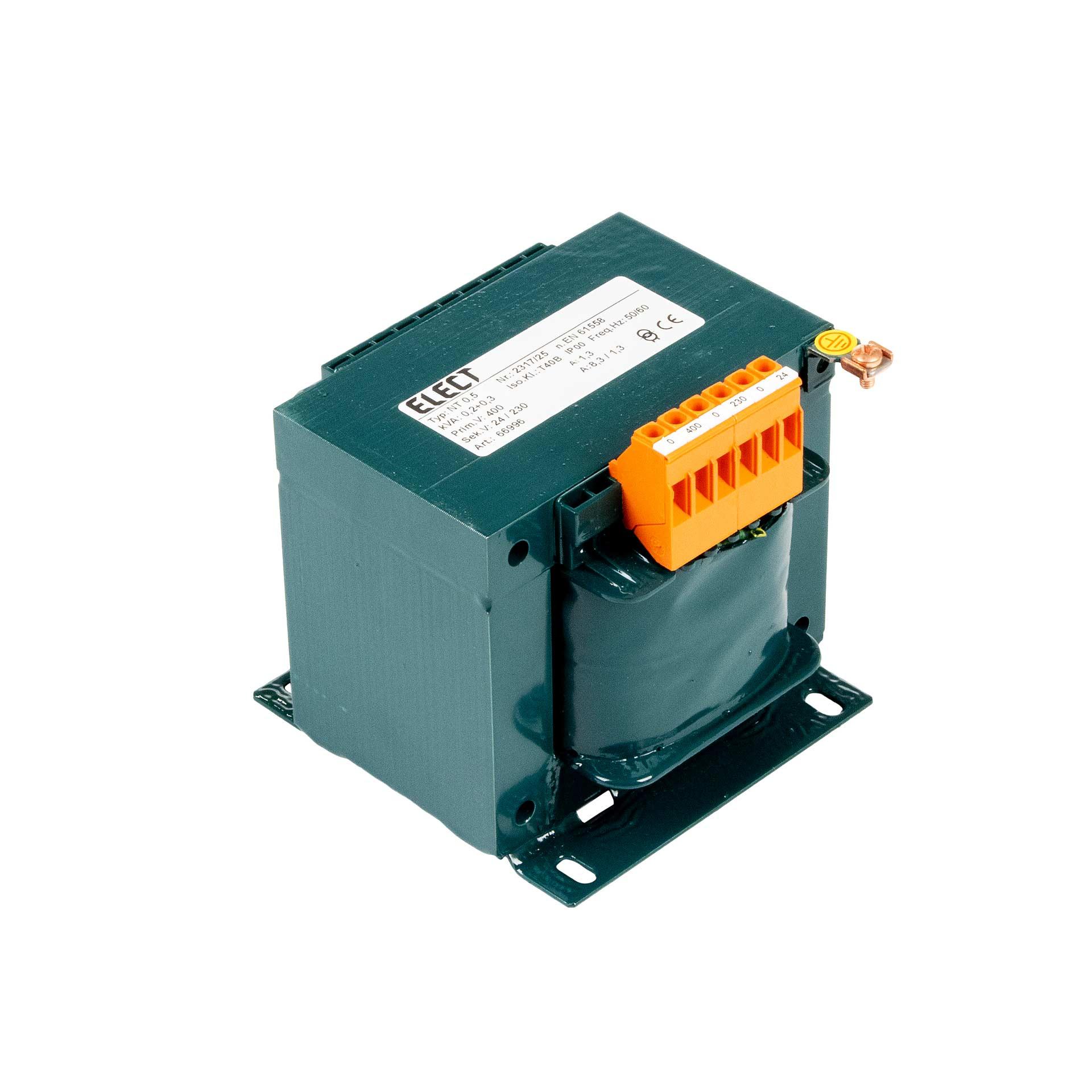 Einphasen Transformator 400V, 500VA (200VA+300VA), 24VAC / 230VAC, 8.3A / 1.3A Einphasen Transformator 400V, 500VA (200VA+300VA), 24VAC / 230VAC, 8.3A / 1.3A