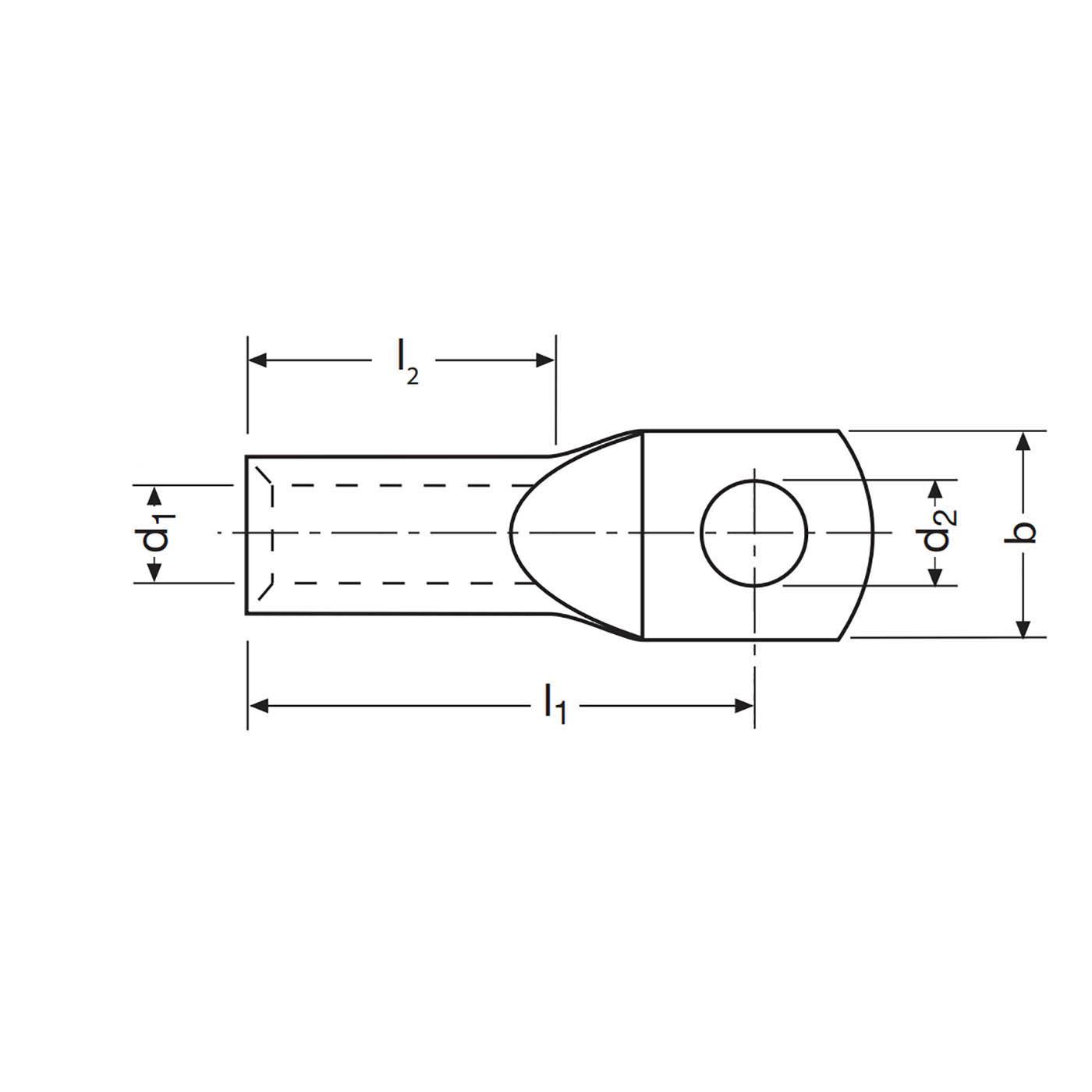 Presskabelschuh verzinnt / 185mm² / M12 ohne Sichtloch / Typ DR185-12N
