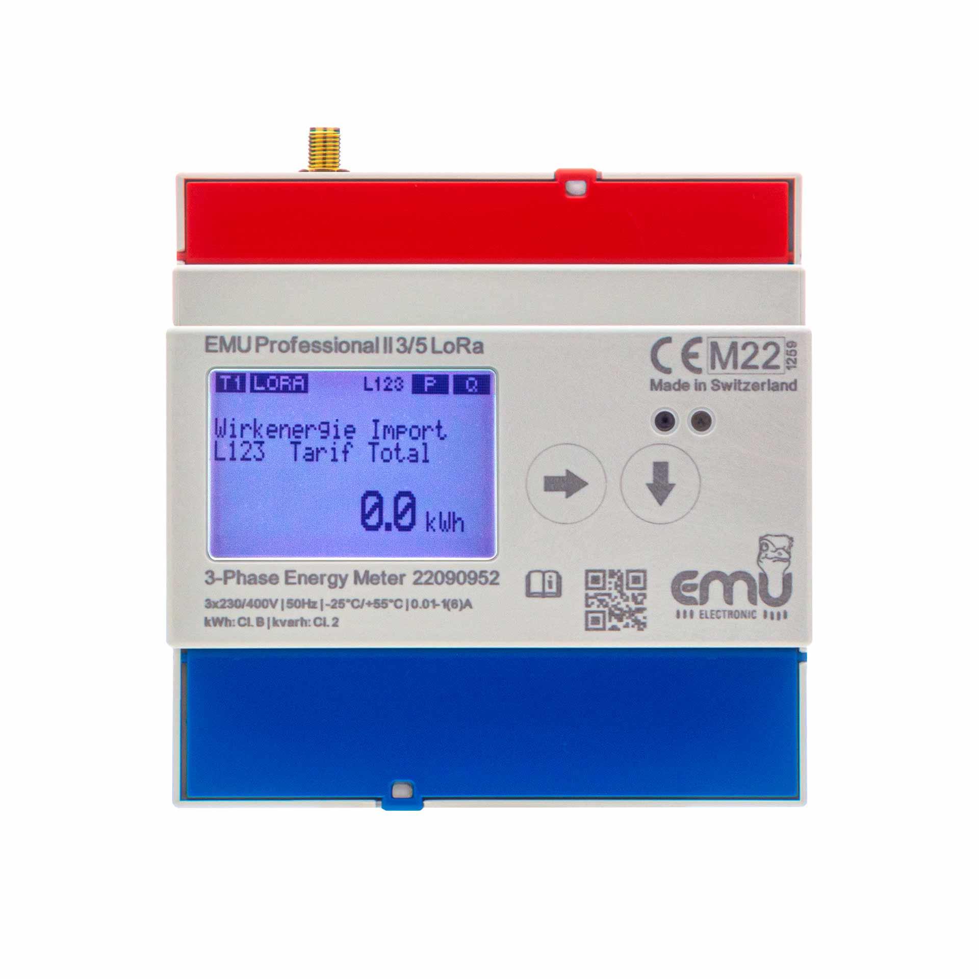 Compteur d'énergie EMU Professional II 3/5, LoRa, approuvé MID B+D, mesure par transformateur 3PN