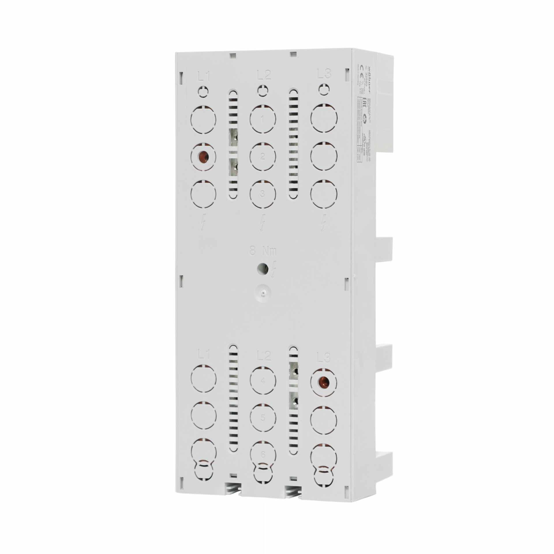 3P adaptateur pour jeux de barres 210A, raccordement à vis M6 en haut ou en bas, 105x240mm, S250-NJ