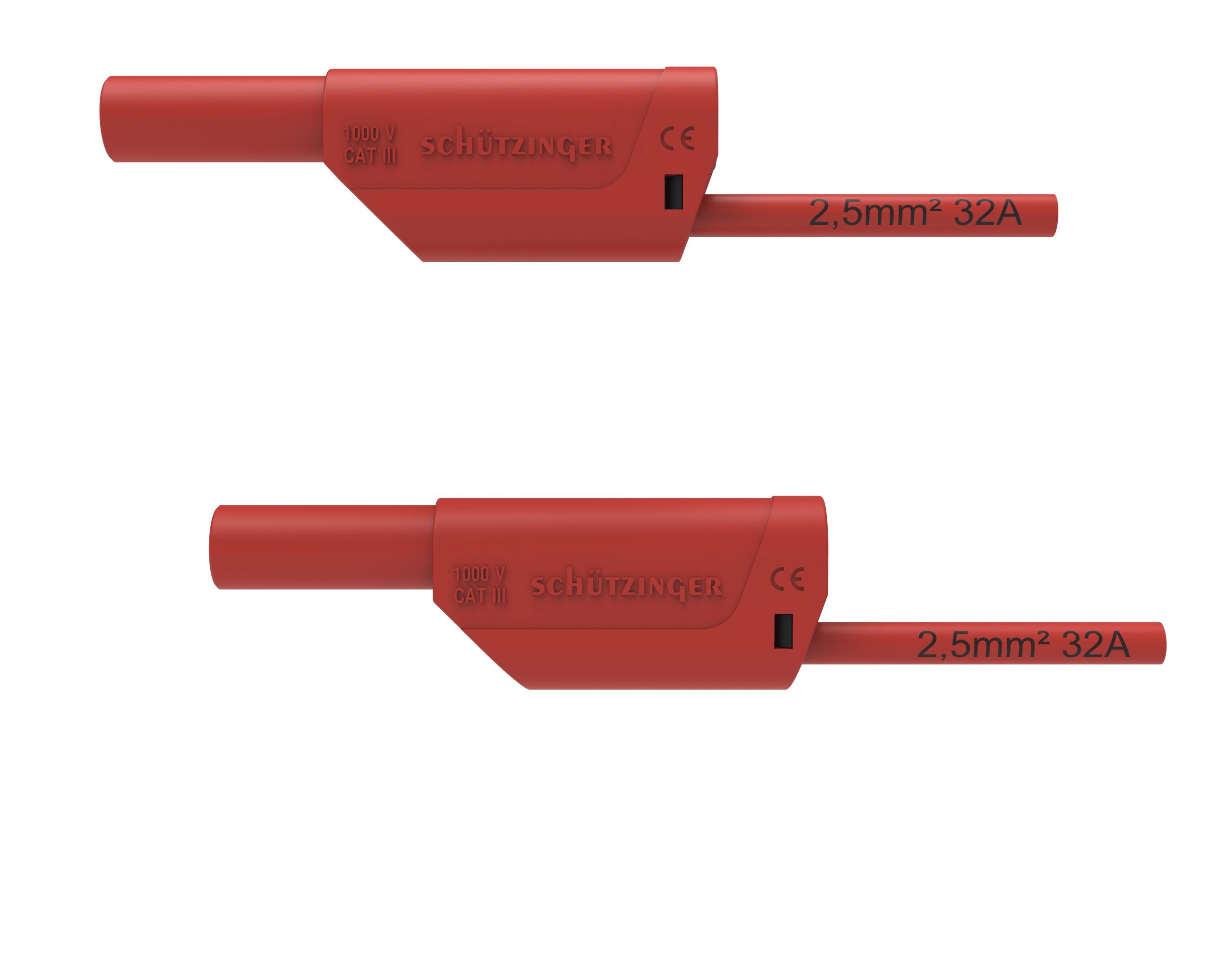 Safety connecting cable ø 4mm, 2.5mm2, 2000mm, red