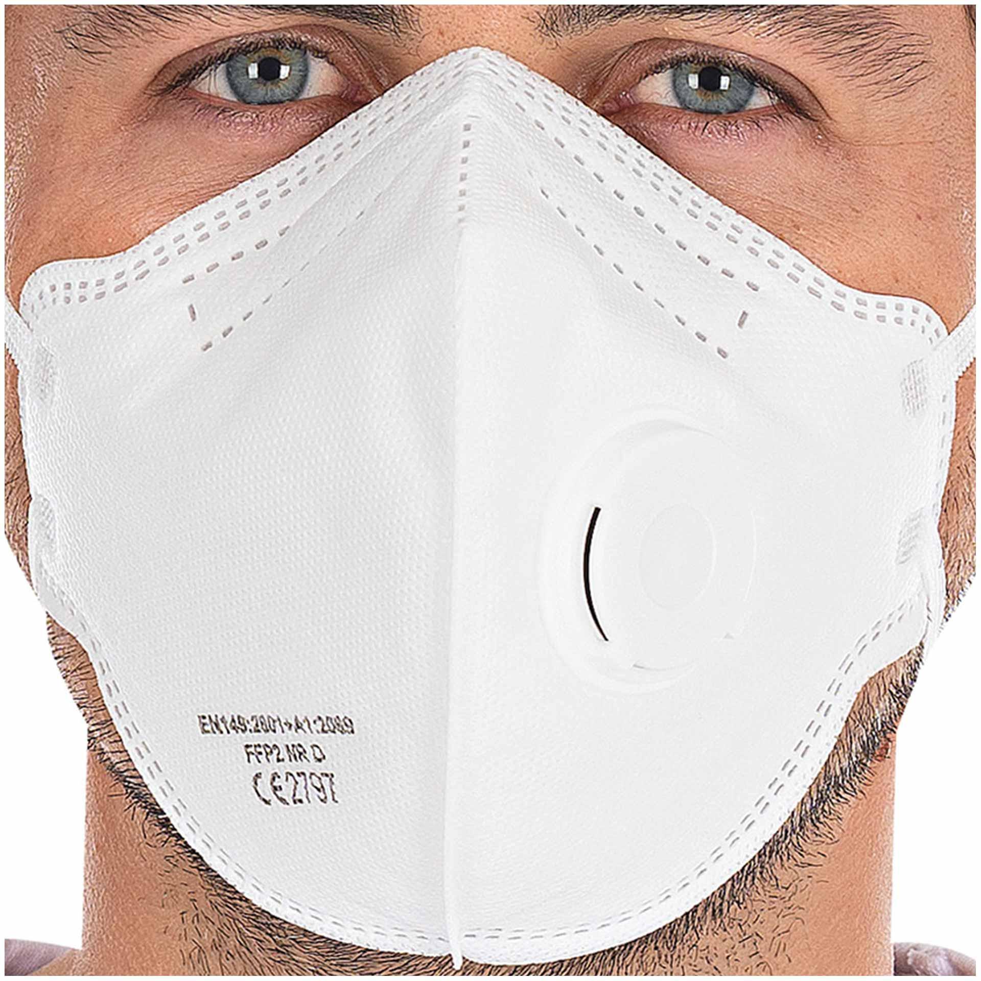 Atemschutzmaske FFP2 NR D, mit Ventil, Ohrschlaufen | PP, einzeln verpackt