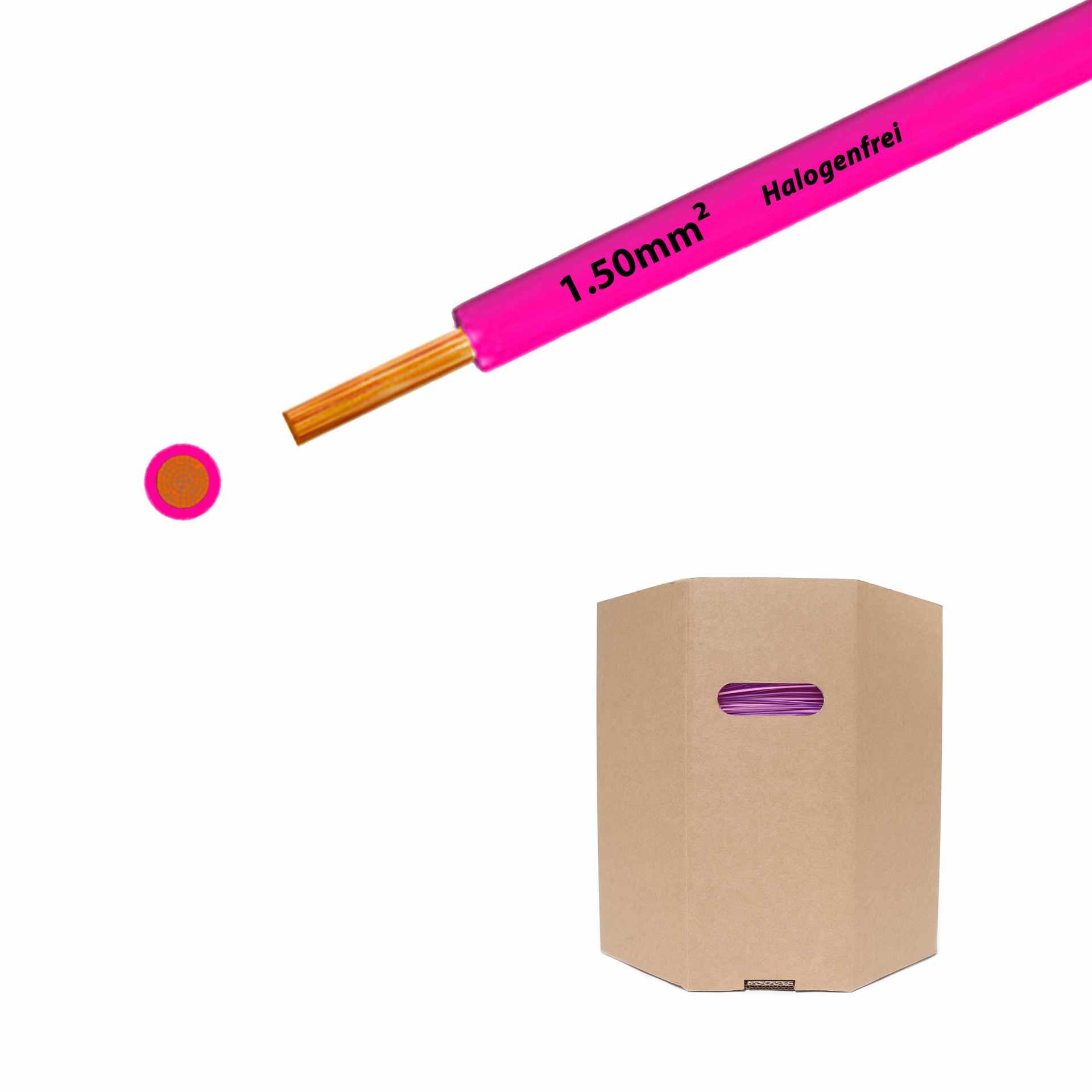 Halogen-free stranded wire 90° C , 750V, 1.50mm2, pink/pink (RAL 3015), barrel D400xH400