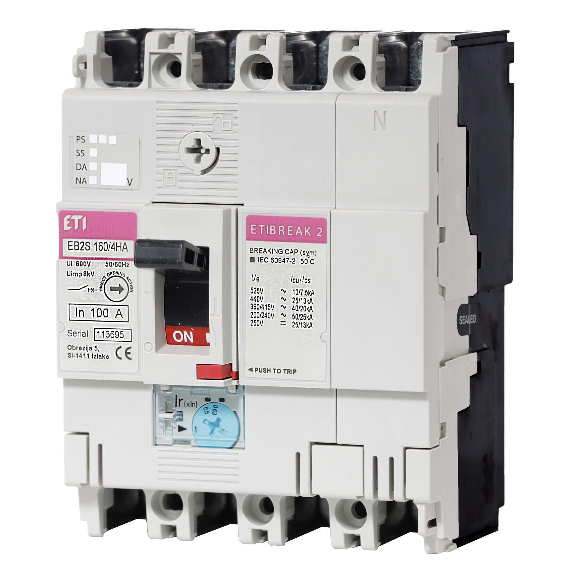 Circuit-breaker compact, EB2S 160/4HA 125A, Icu 40kA / Ics 20kA