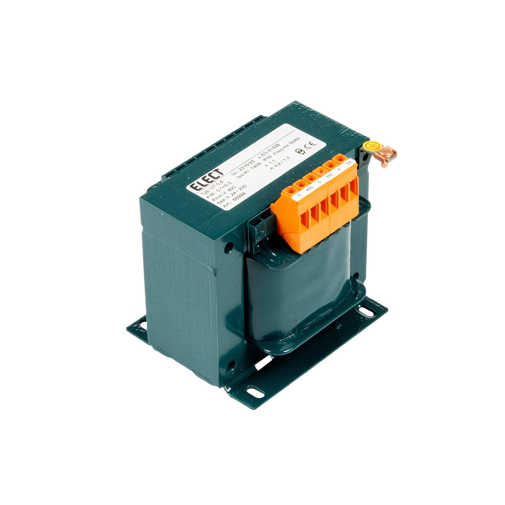 Einphasen Transformator 400V, 400VA (100VA+300VA), 24VAC / 230VAC, 4.2A / 1.3A Einphasen Transformator 400V, 400VA (100VA+300VA), 24VAC / 230VAC, 4.2A / 1.3A