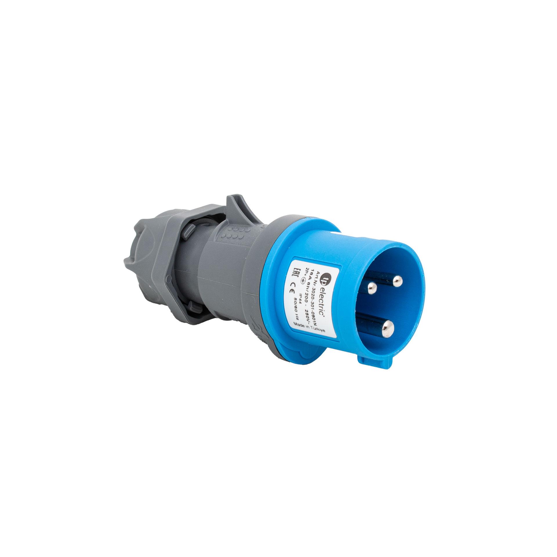 Fiche mâle CEE Quick, 16A 3P 6h, 1PNE 230V, contacts nickelés, système Quick Connect patenté