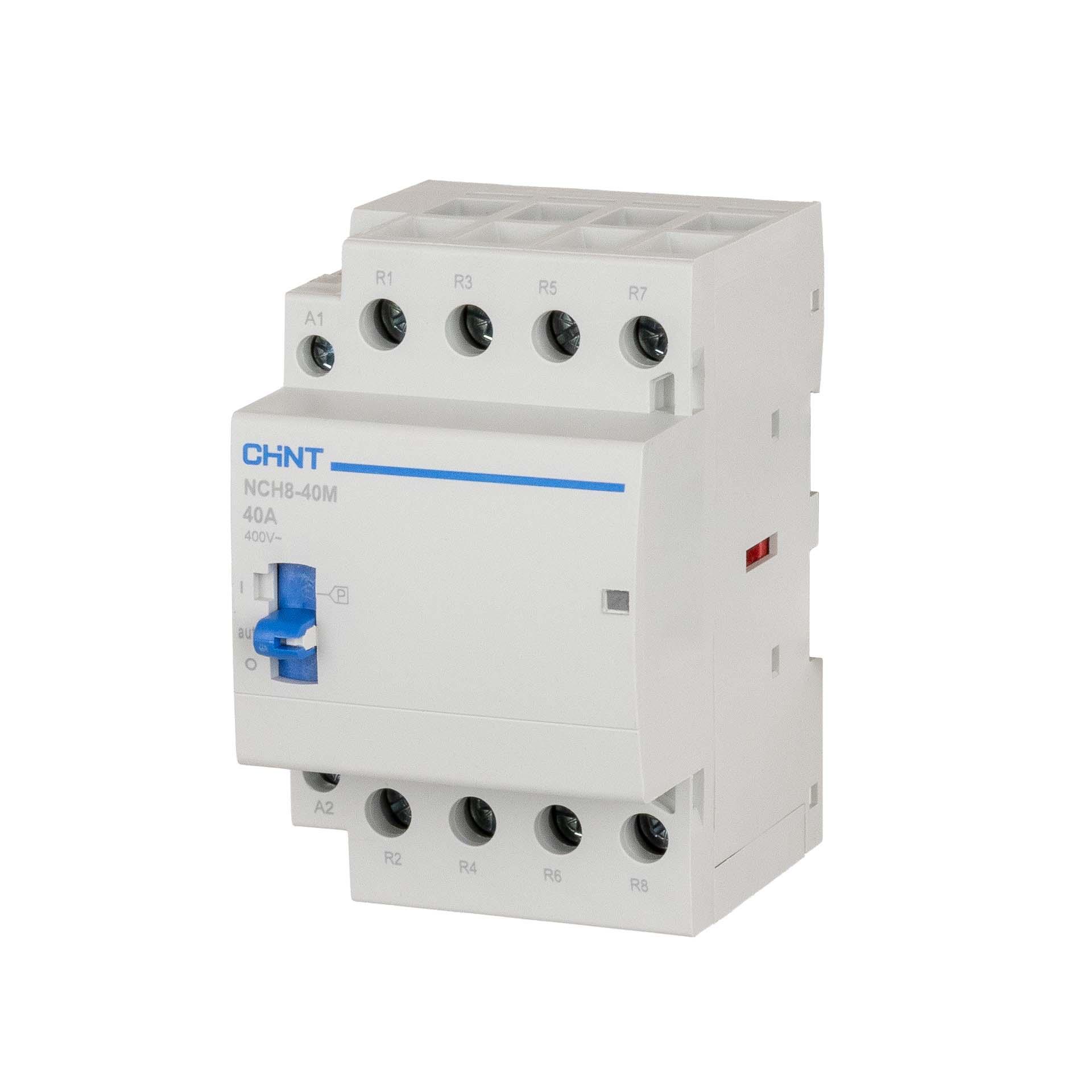 CHINT Installationsschütz manuell, 4-polig, 40A (AC-1 400V), AC 220–240V, 4 Öffner