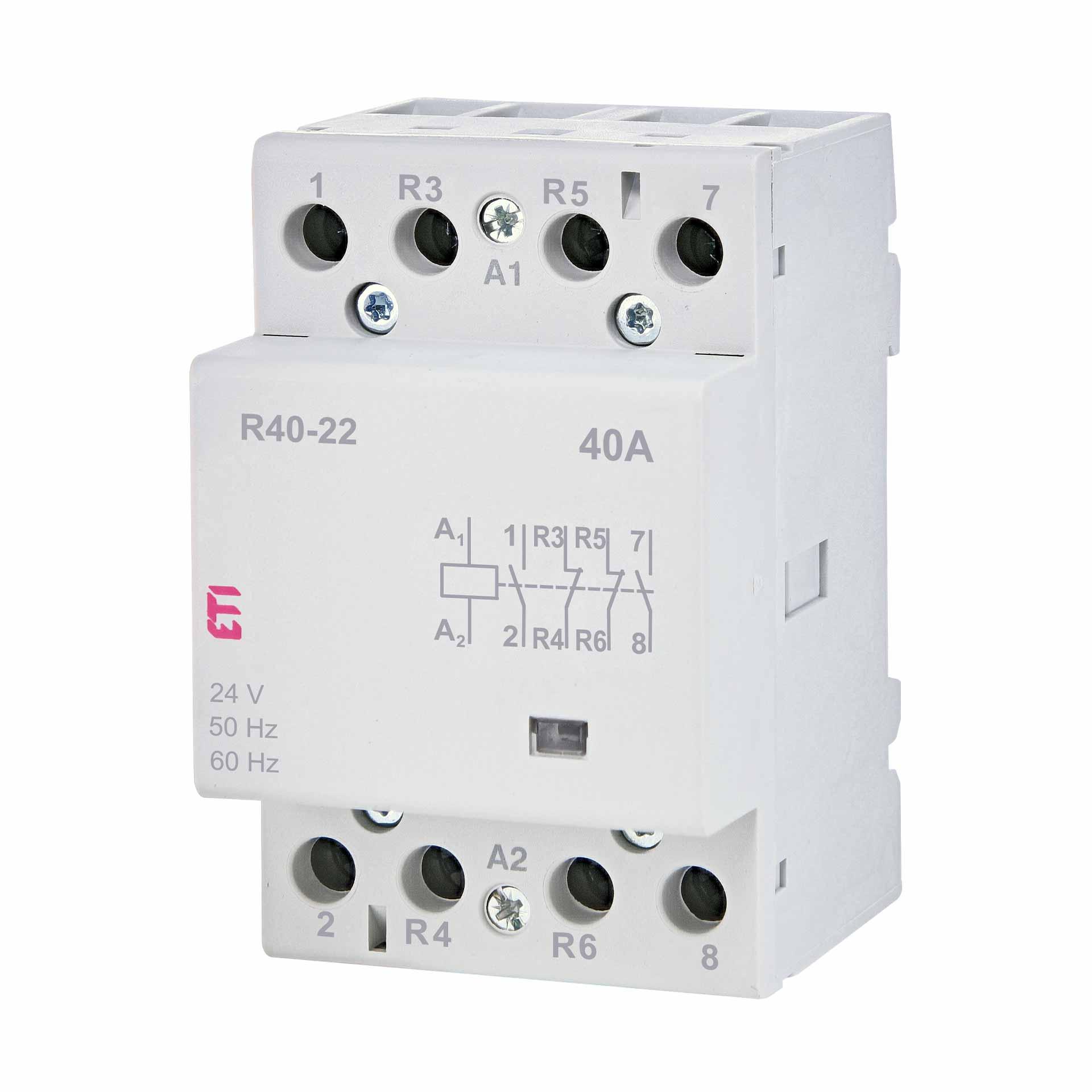 Contattore di installazione a 4 poli, 40A (AC1, 400V), R40-22 24V AC