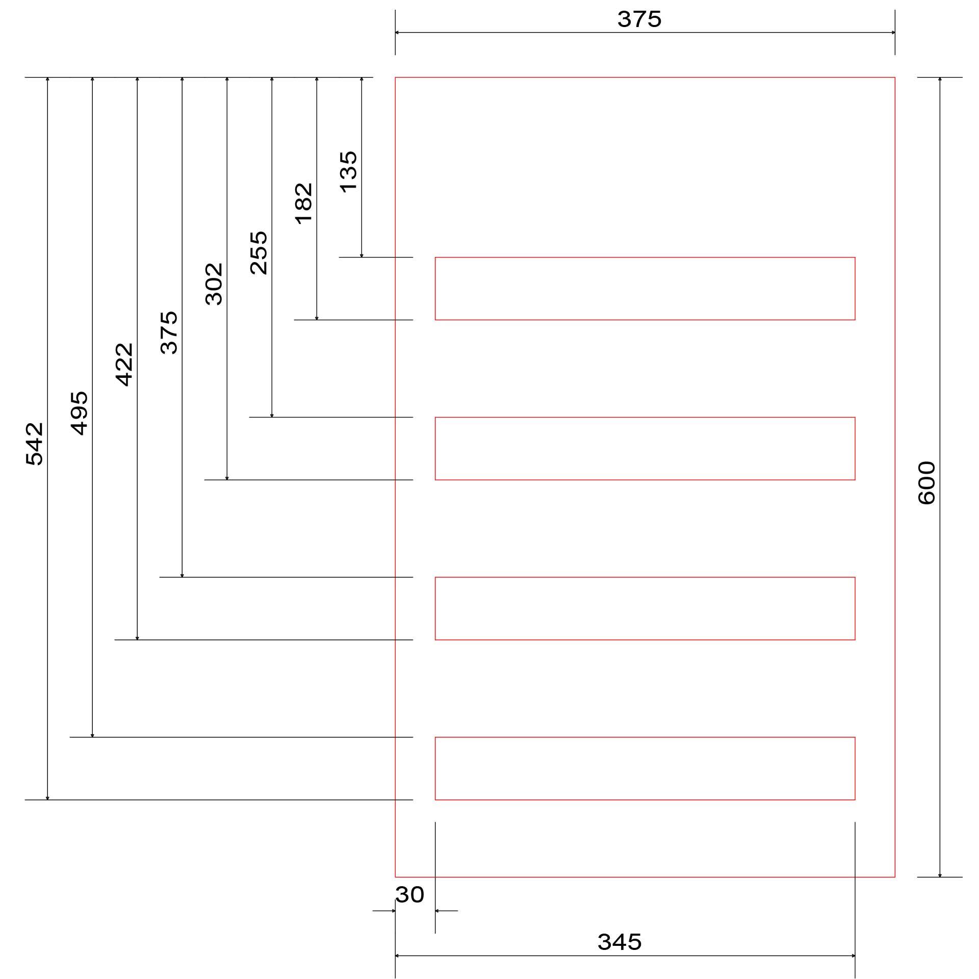 Cover plate with cut-out 375x600x4mm