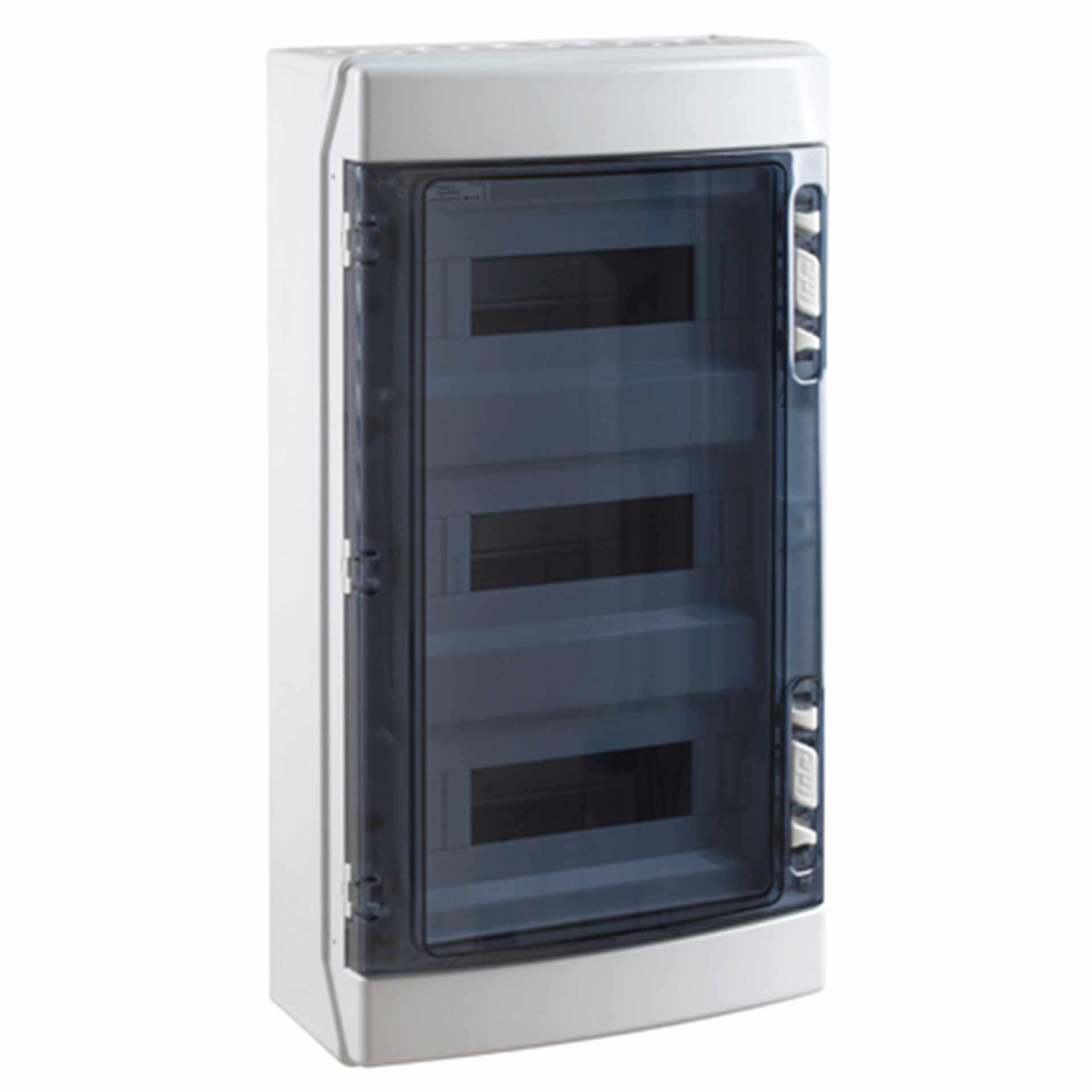 Surface-mounted distribution box "CDN36PT3F/RR" with transparent door, IP65, 3x12 module (36M)