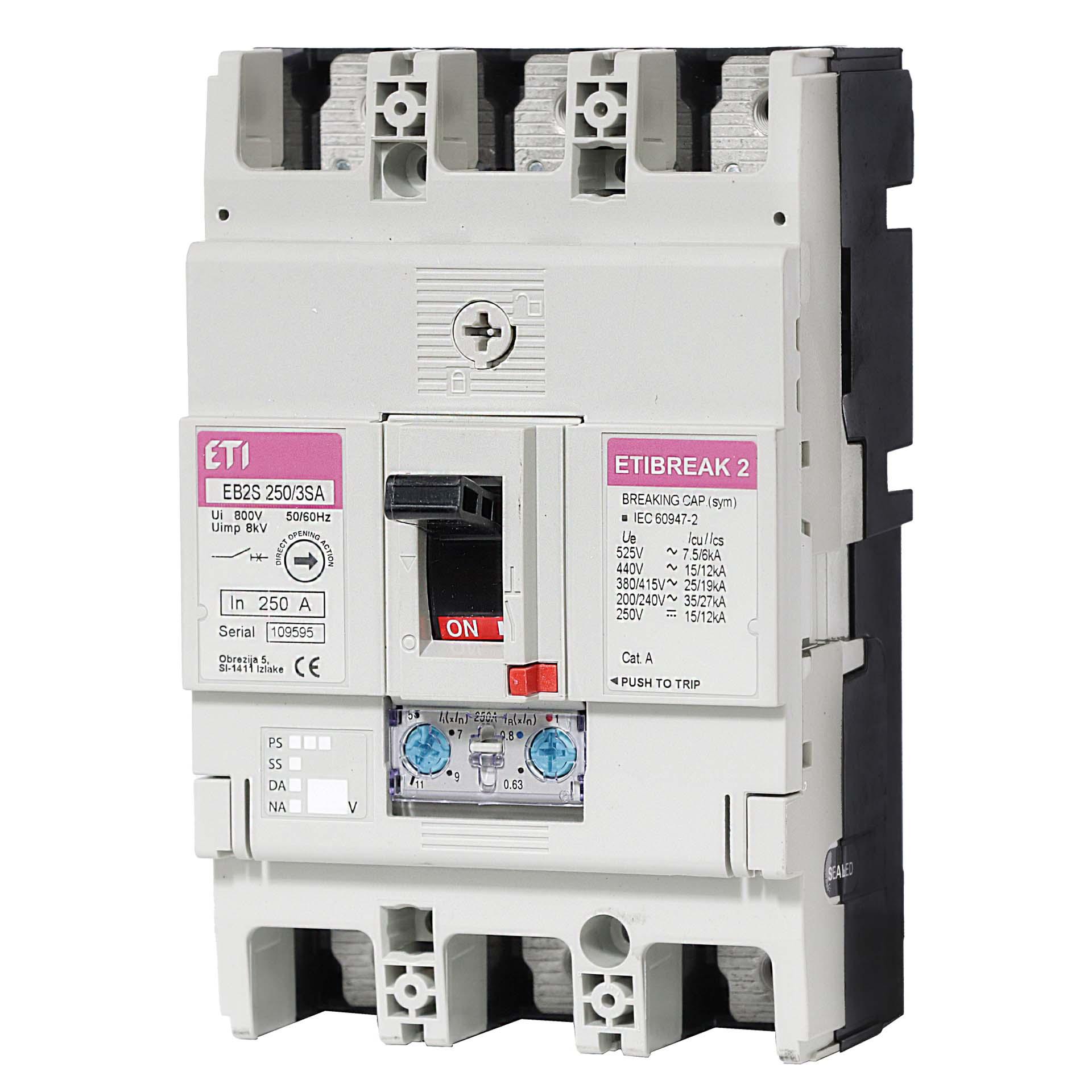 Circuit-breaker compact, EB2S 250/3HA 200A, Icu 40kA / Ics 20kA