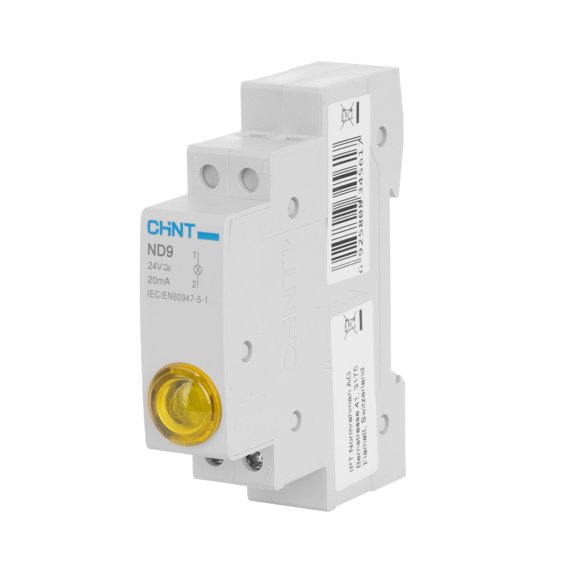 Lampada di segnalazione Chint REG (LED), 1 modulo, 24V AC/DC, giallo, IP20, tipo ND9-1