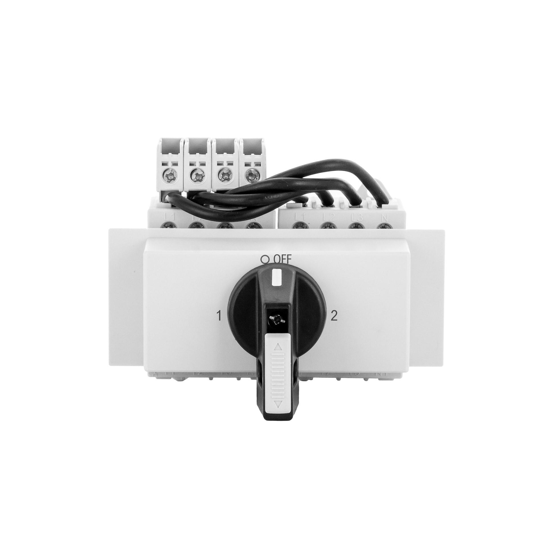 DIN changeover switch with locking device, 4-pole, 40A, 16 kW, IP40, 1-0-2
