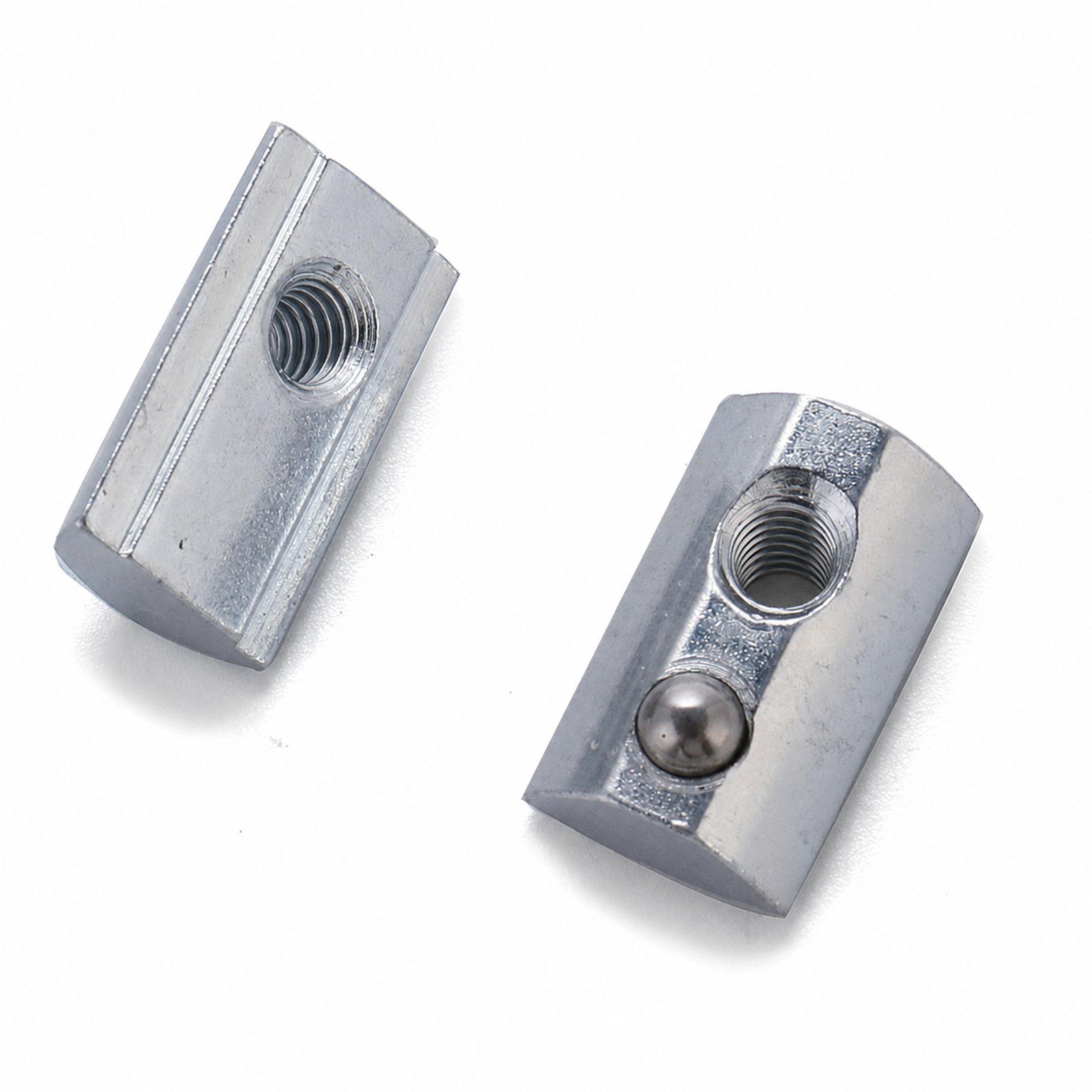 Écrou rainure en T avec bille ressort, 13.5×7.2×22 mm, M4