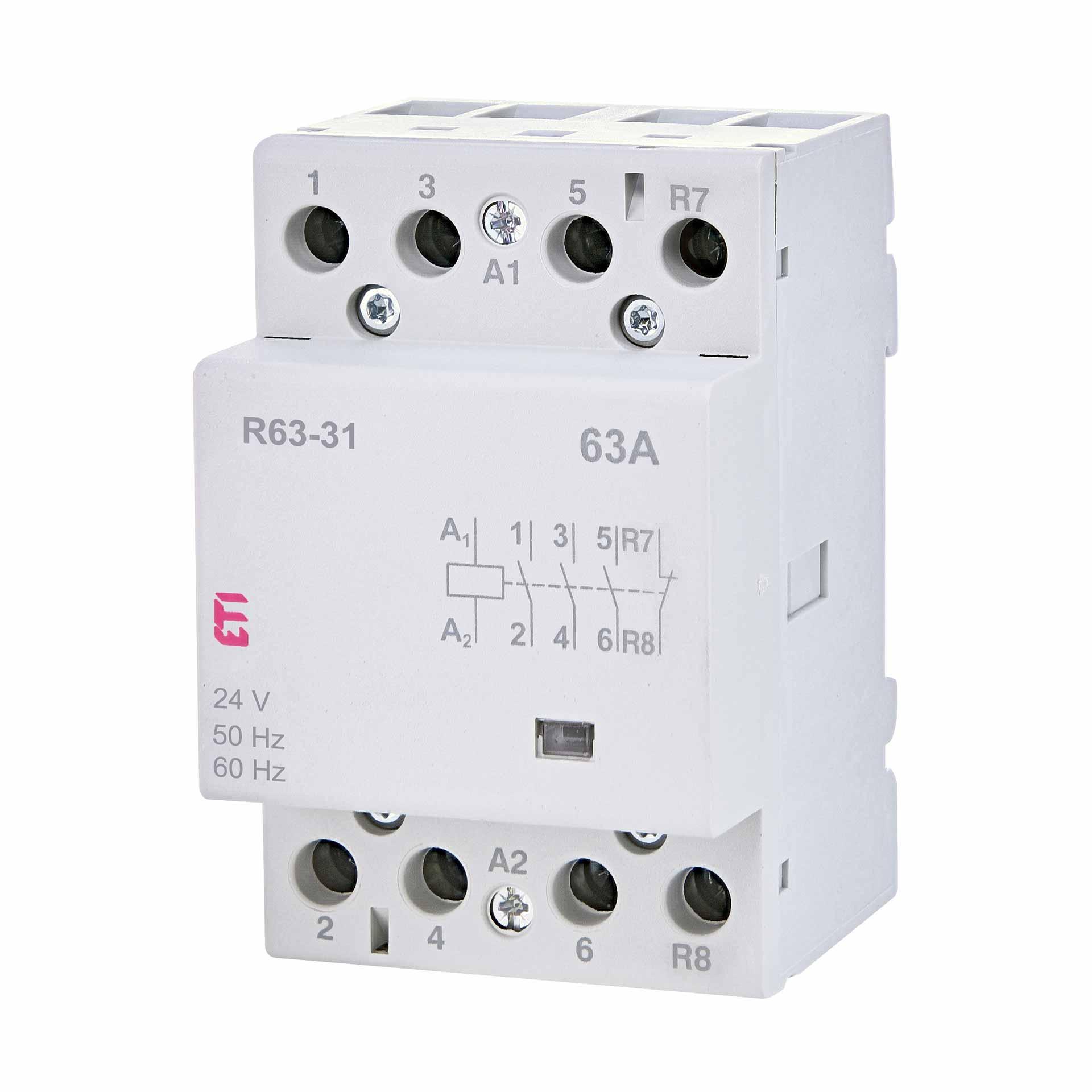 Contattore di installazione a 4 poli, 63A (AC1, 400V), R63-31 24V AC