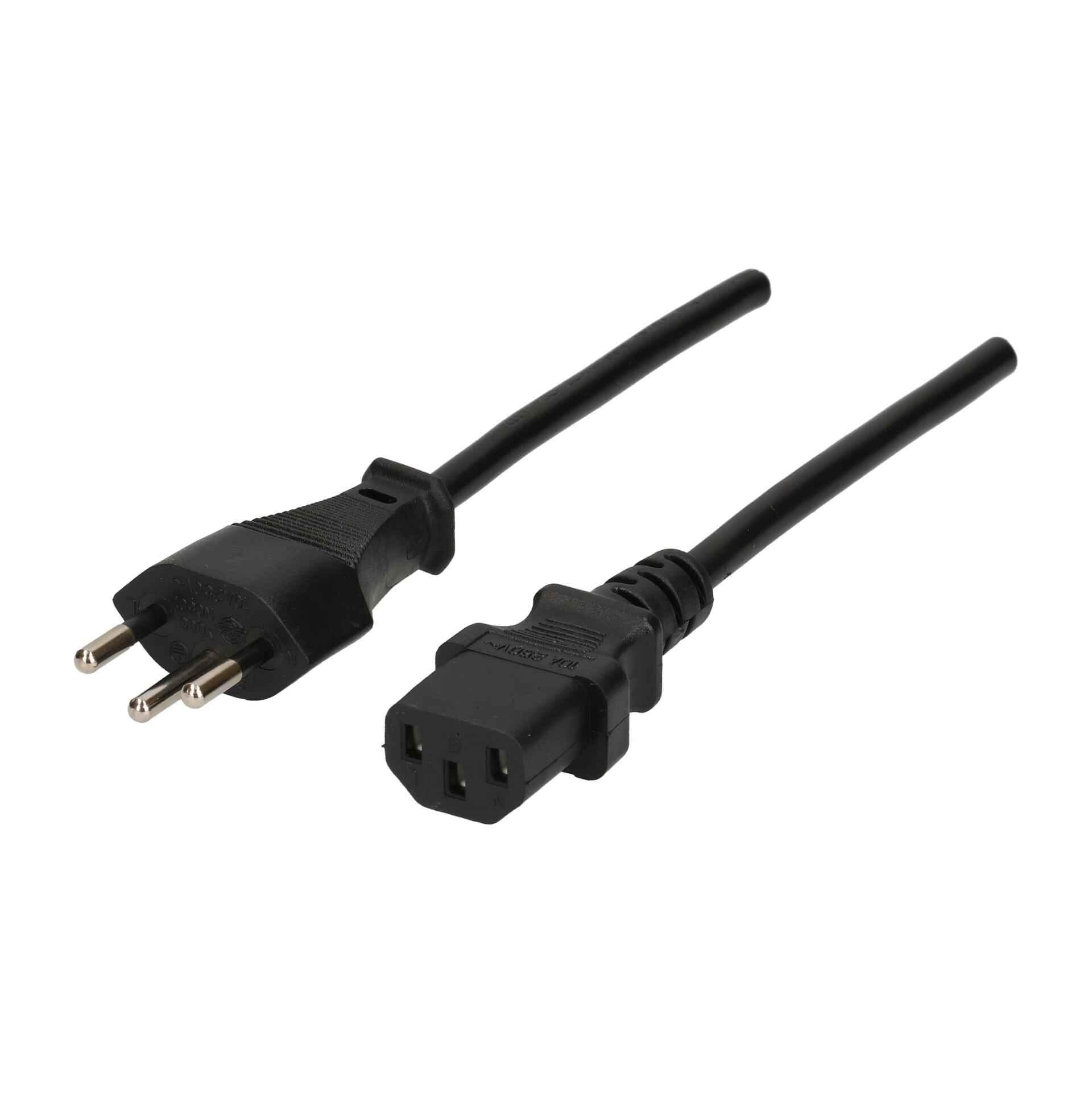 Câble d'appareils TD H05VV-F3G1.0 2m noir T12/C13