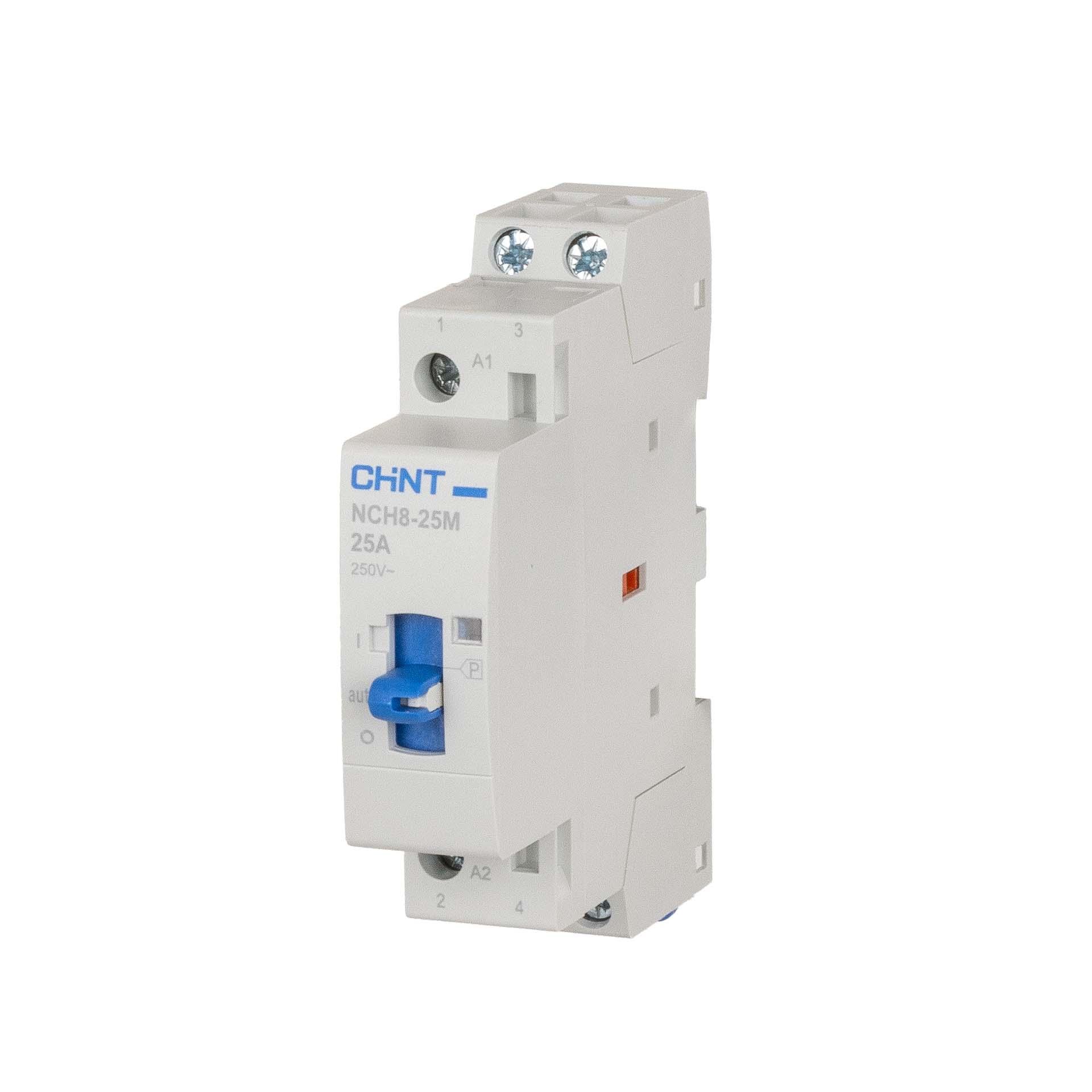 CHINT Installationsschütz manuell, 2-polig, 25A (AC-1 400V), AC 220–240V, 2 Schliesser