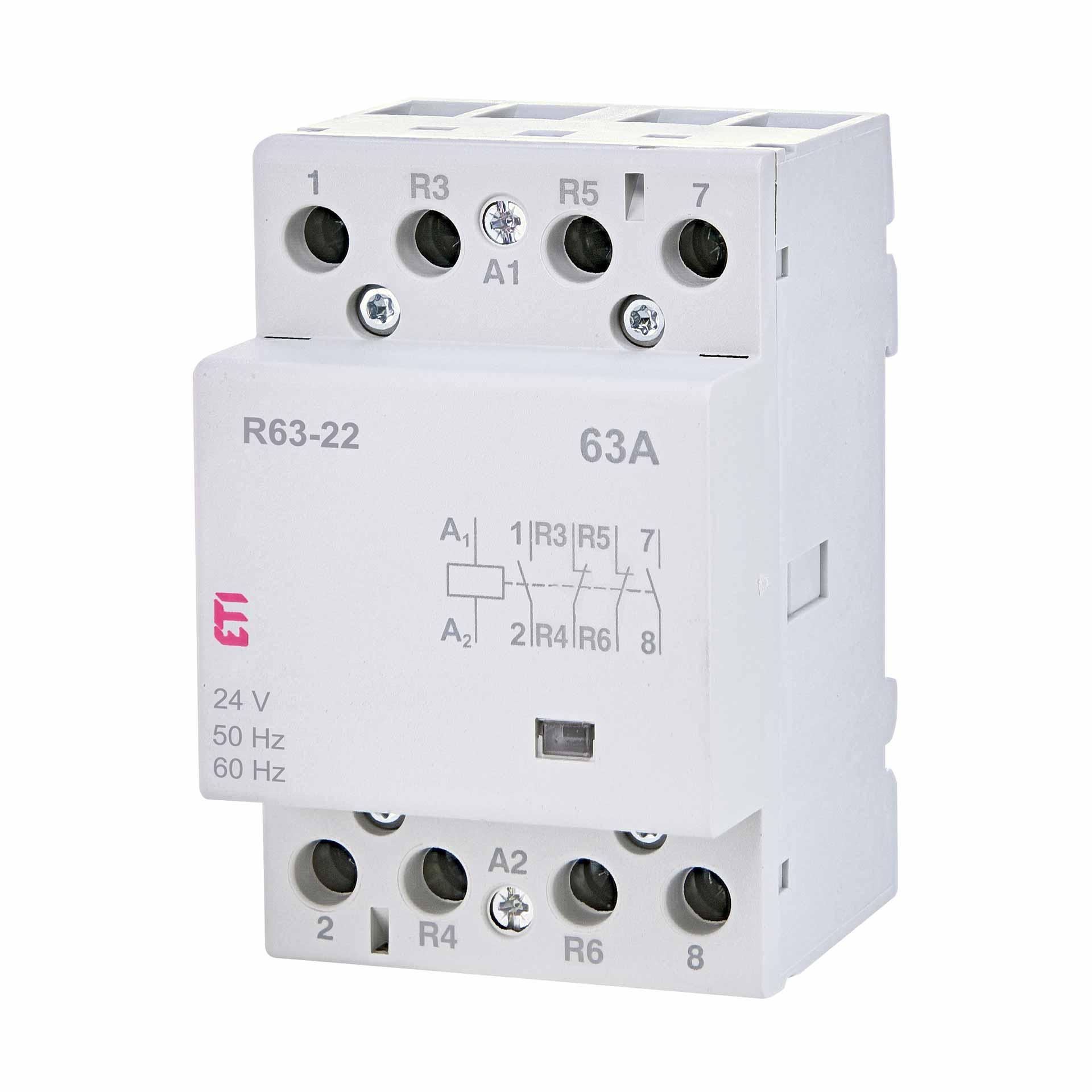 Contattore di installazione a 4 poli, 63A (AC1, 400V), R63-22 24V AC