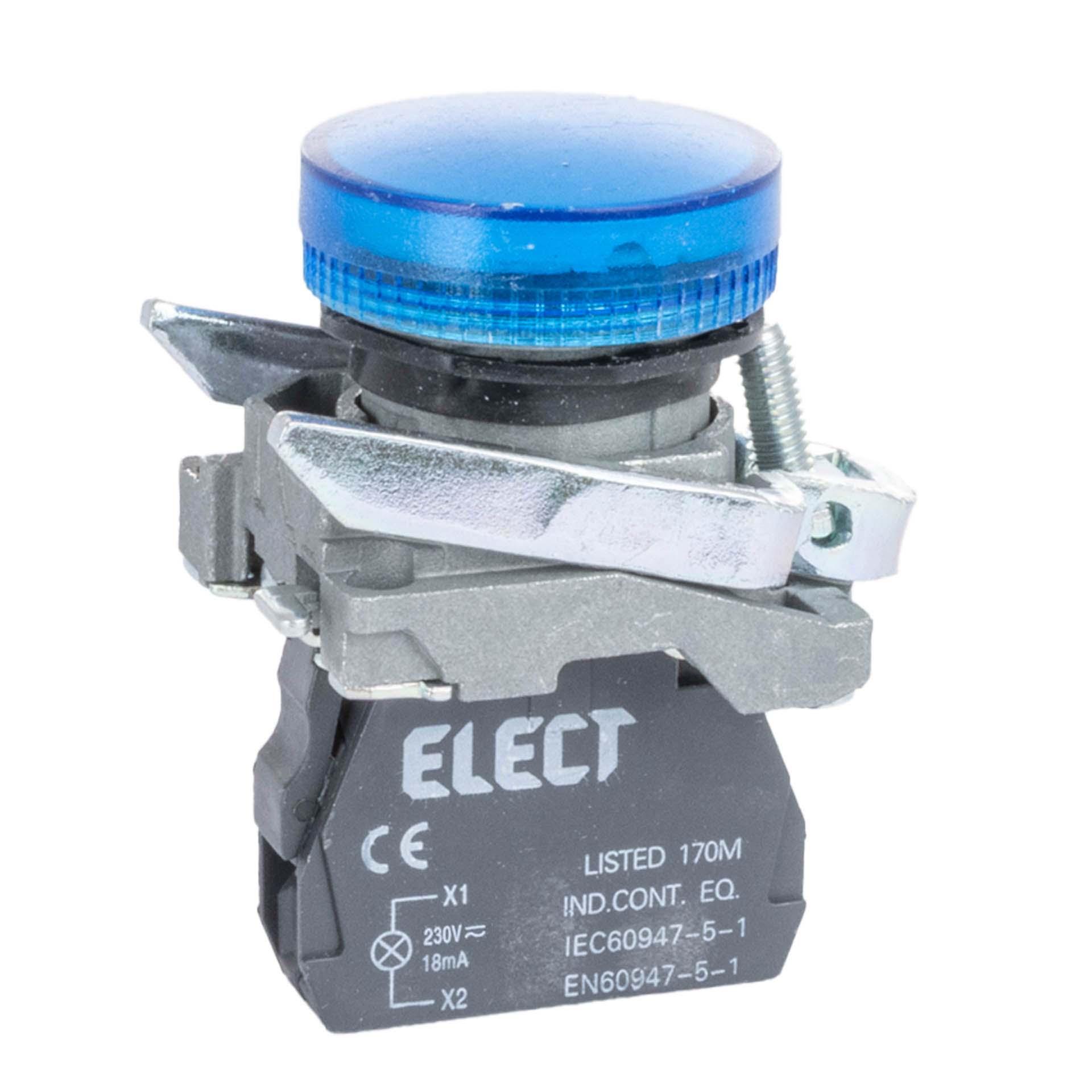 Signallampe blau, 230VAC/DC, Ø 22.5mm, komplett