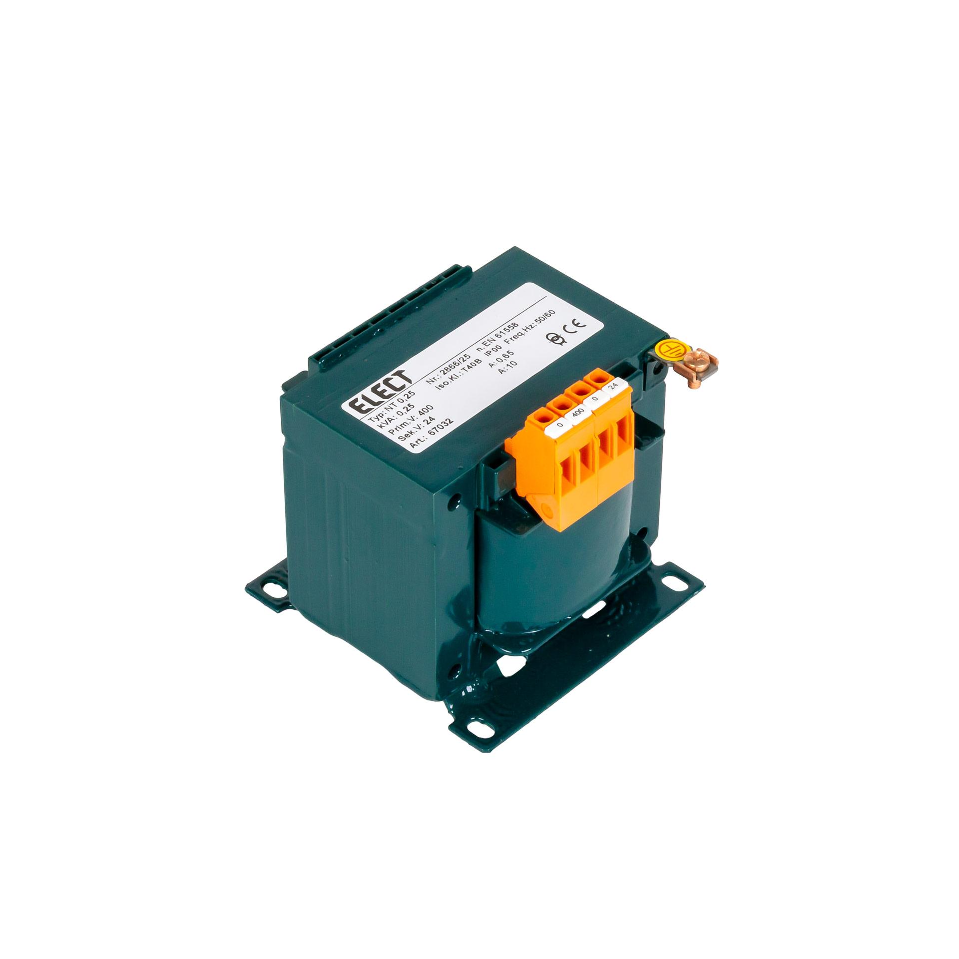 Transformateur de séparation monophasé 400V, 250VA, 24VAC - 10.42A