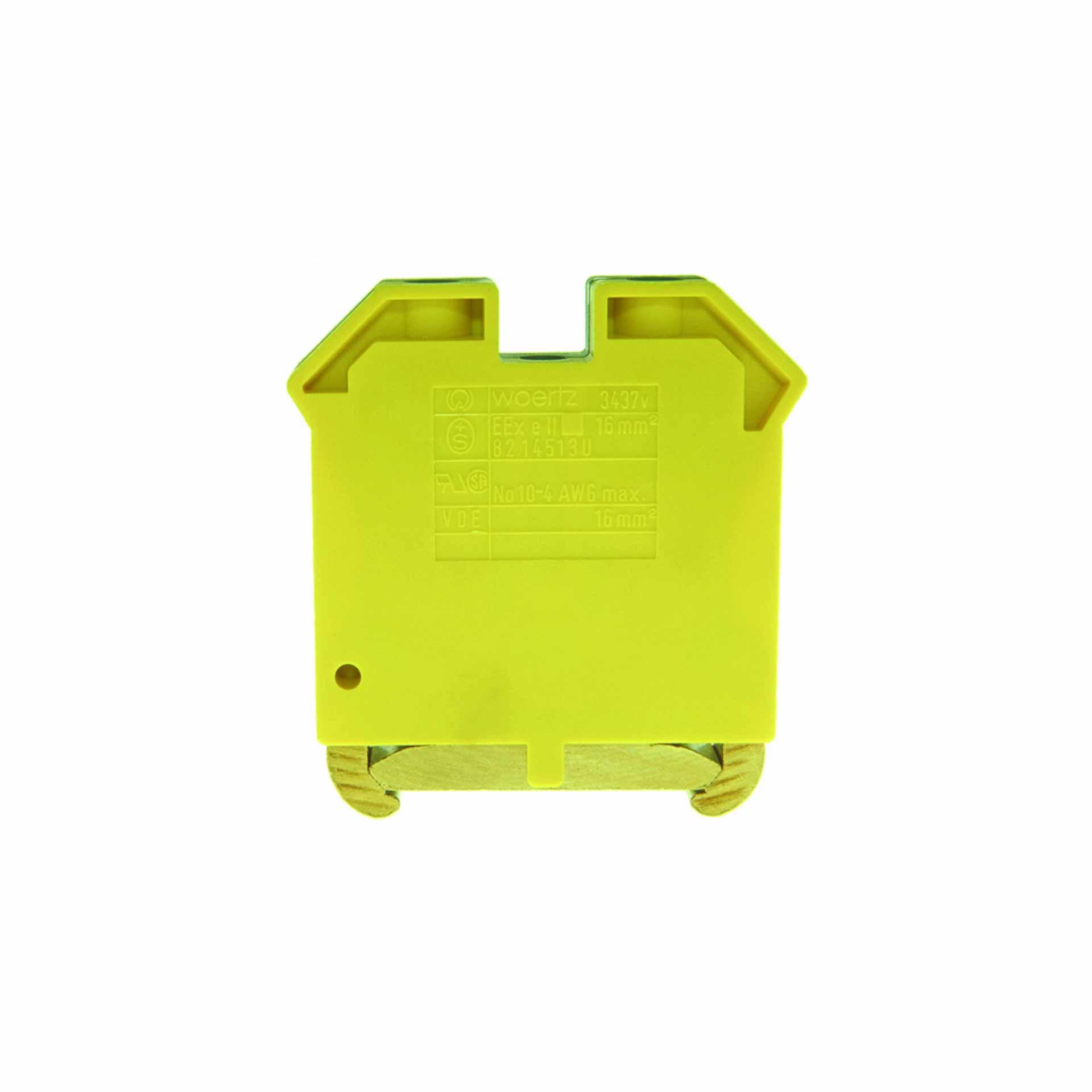 Schutzleiterklemme DIN35 16mm², 2-Leiter, grüngelb