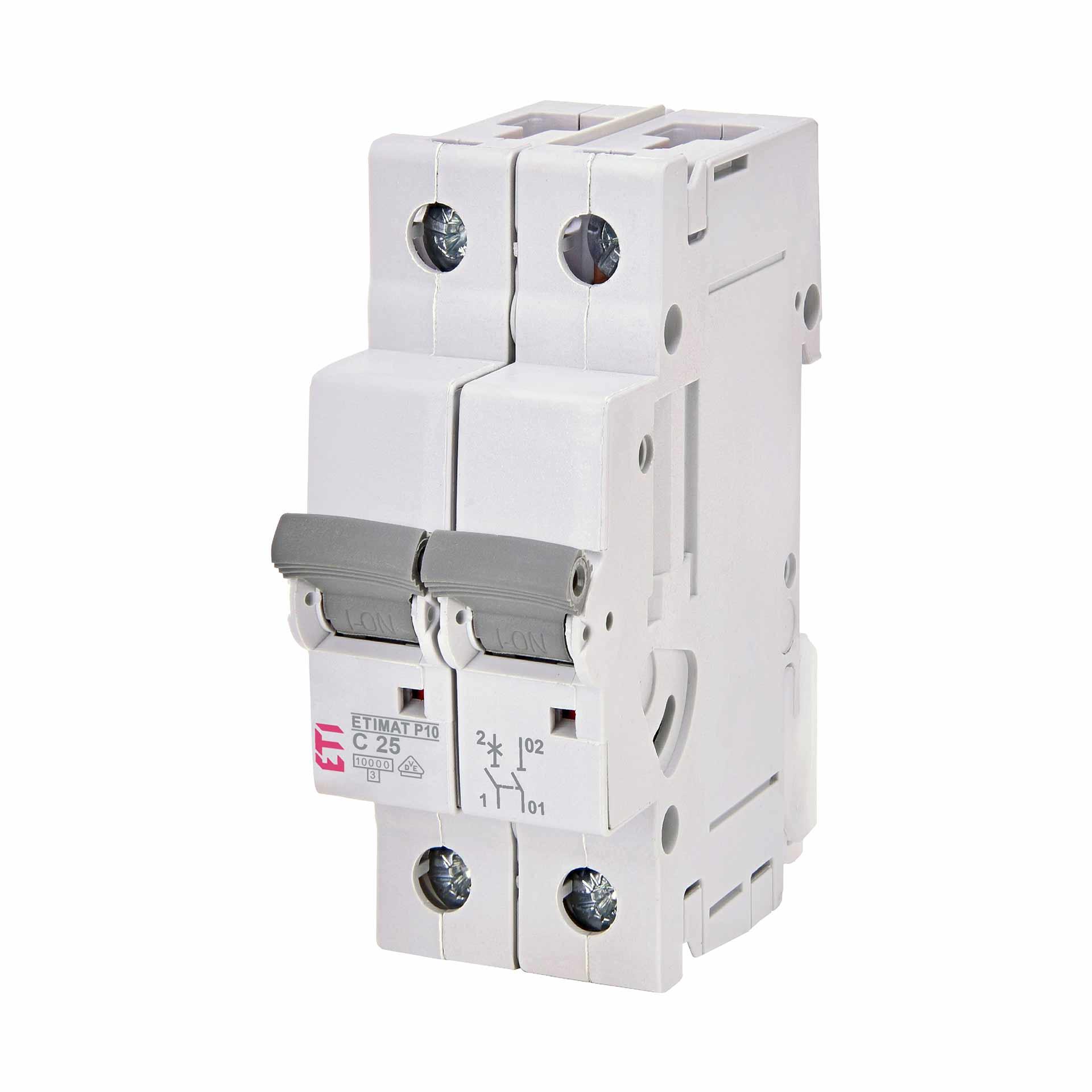 Miniature circuit-breaker, ETIMAT P10, 1-pole+N, characteristic C / 25A,, 10kA