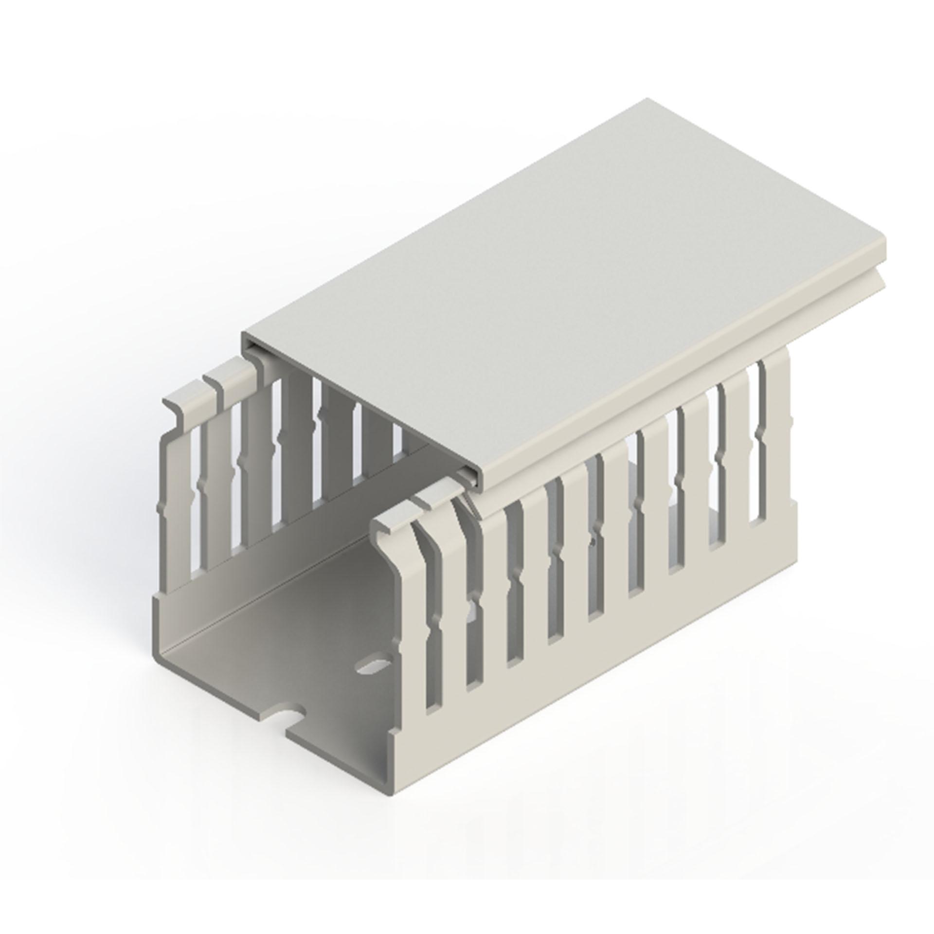 Kabelkanal halogenfrei lichtgrau (VK-GN) / 60x60mm (BxH) – Stegabstand 5 mm (Neu)