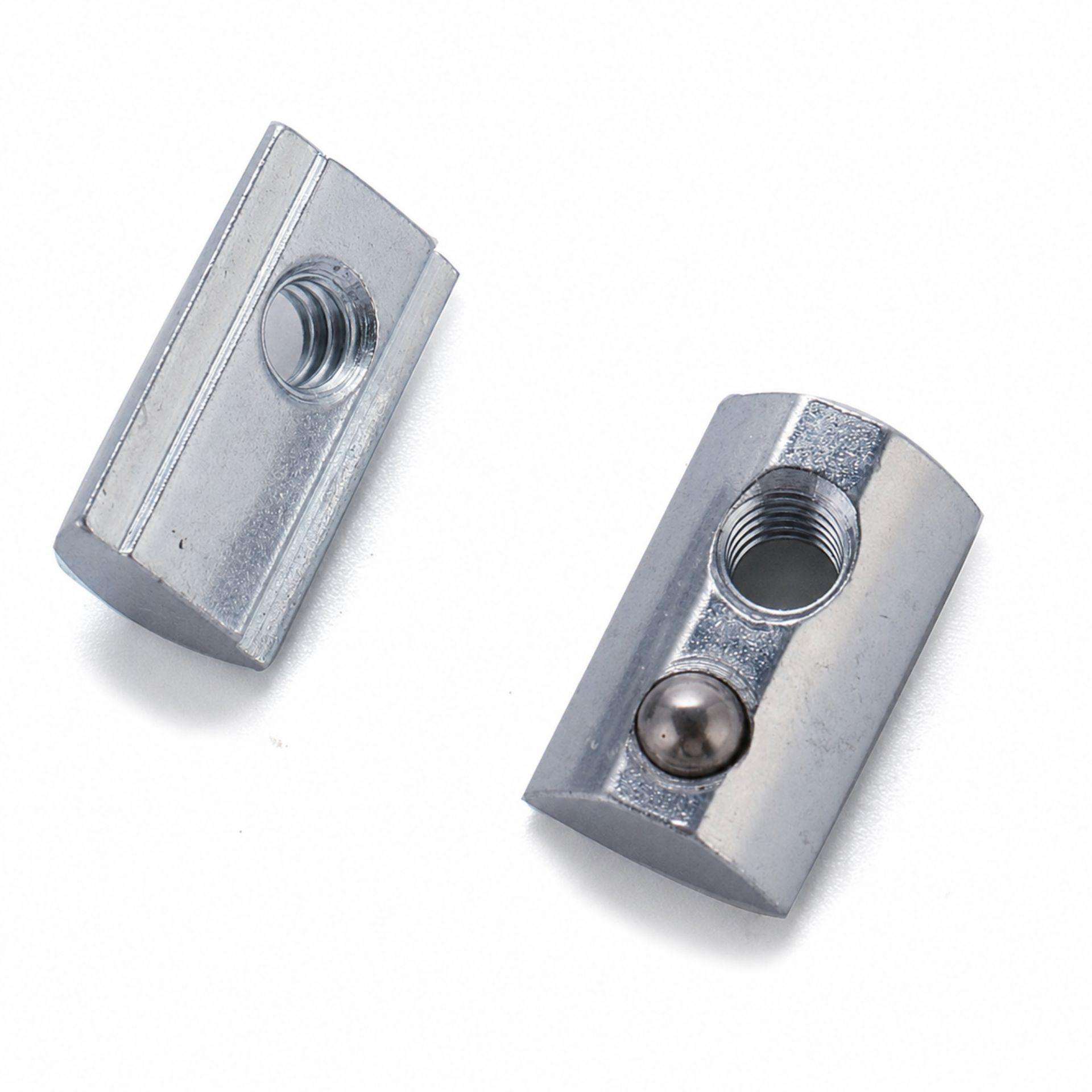 Écrou rainure en T avec bille ressort, 13.5×7.2×22 mm, M6