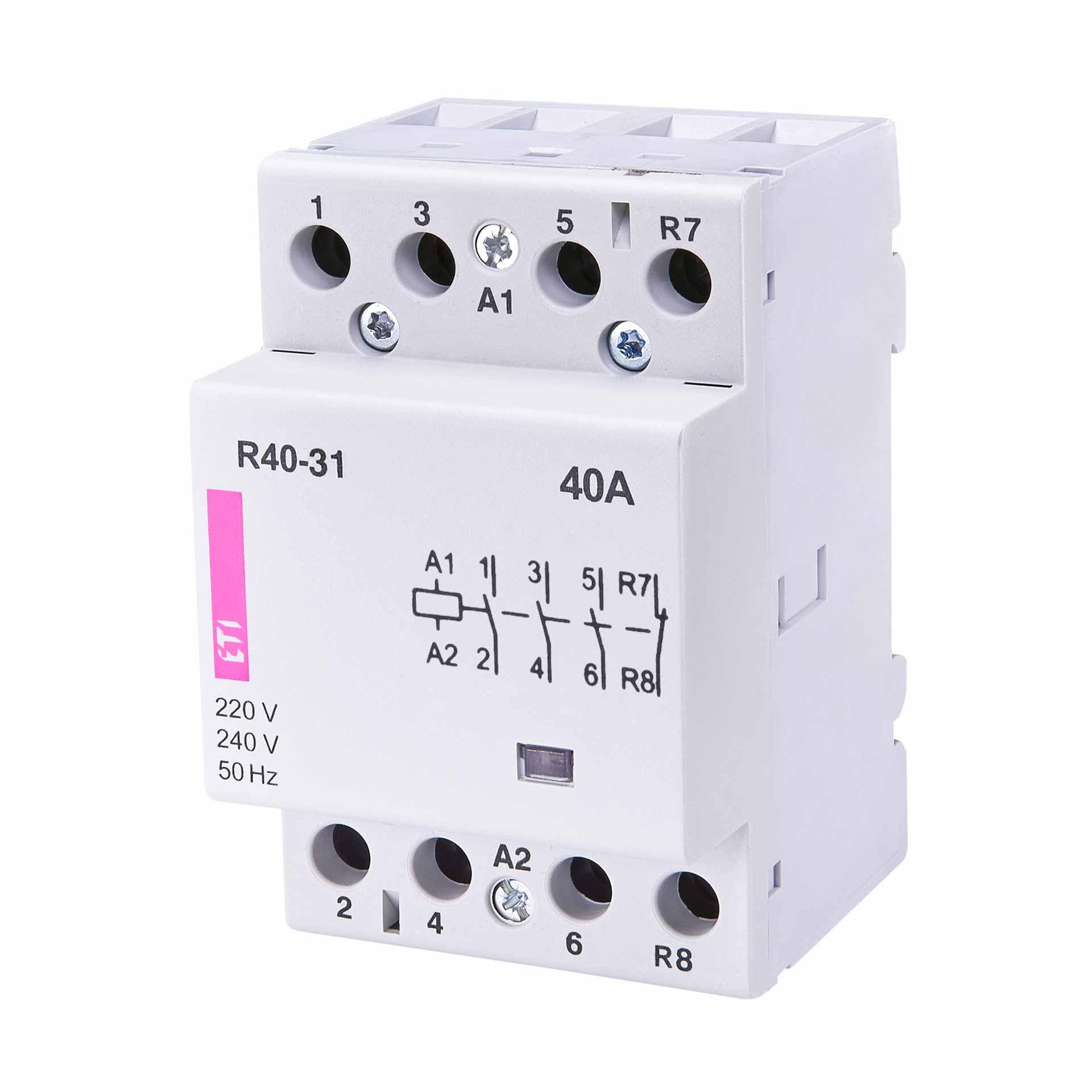 Contattore di installazione a 4 poli, 40A (AC1, 400V), R40-31 230V AC