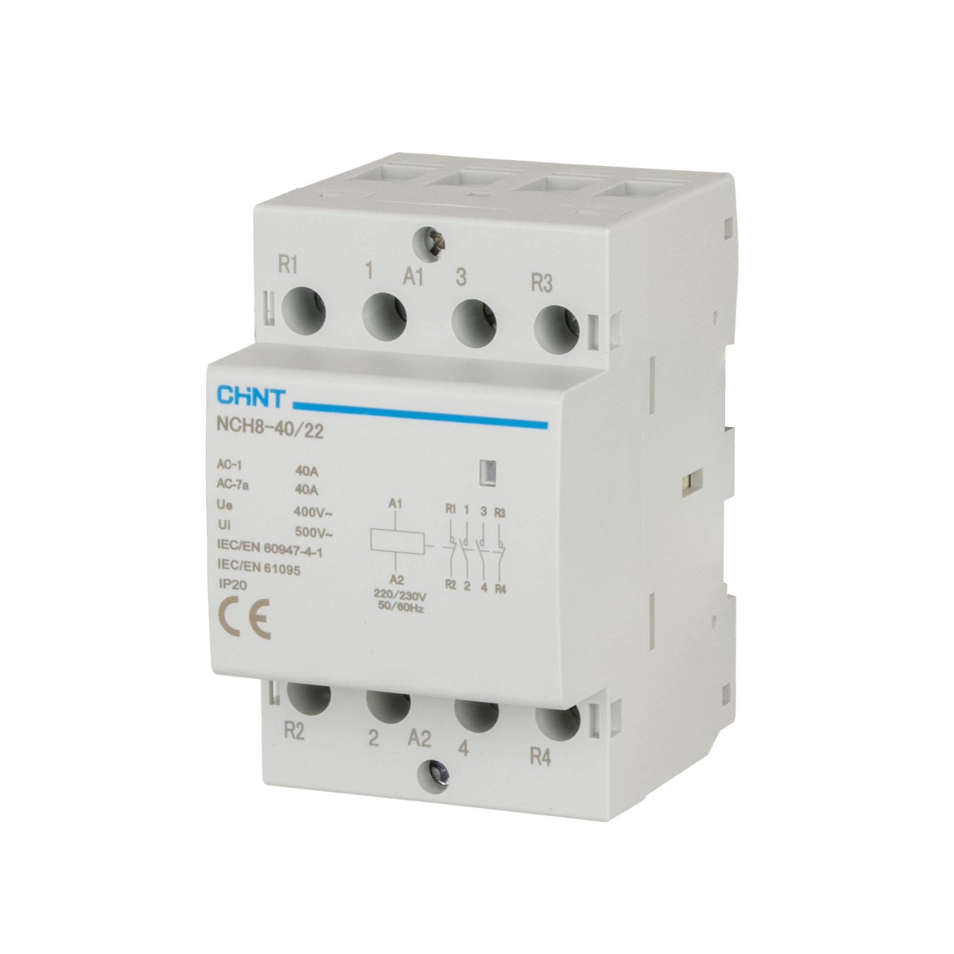 Chint Installationsschütz 4-Polig, 40A (AC1 400V), R40-22, 230V AC, 2-Schliesser & 2-Öffner