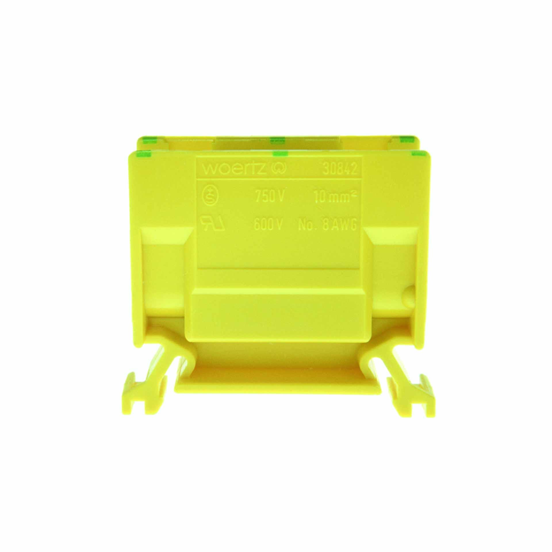 Branch terminal DIN35 10mm², 2-conductor, green-yellow