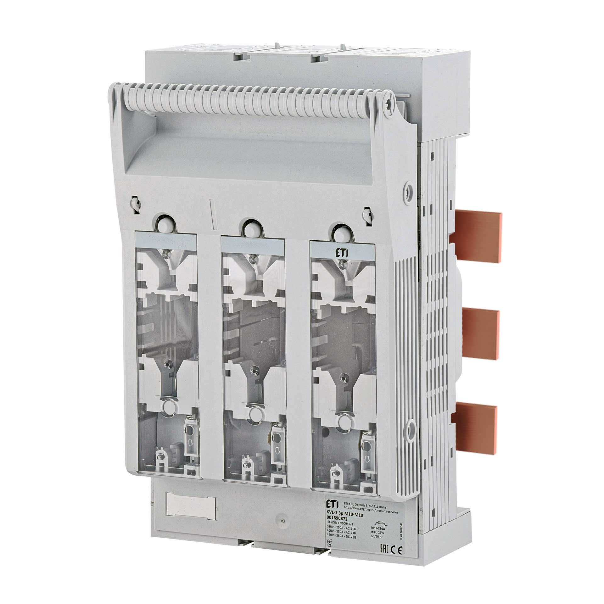 NH fuse switch-disconnector size 1, 3P, max. 250A, KVL B M10-M10 (busbar system)