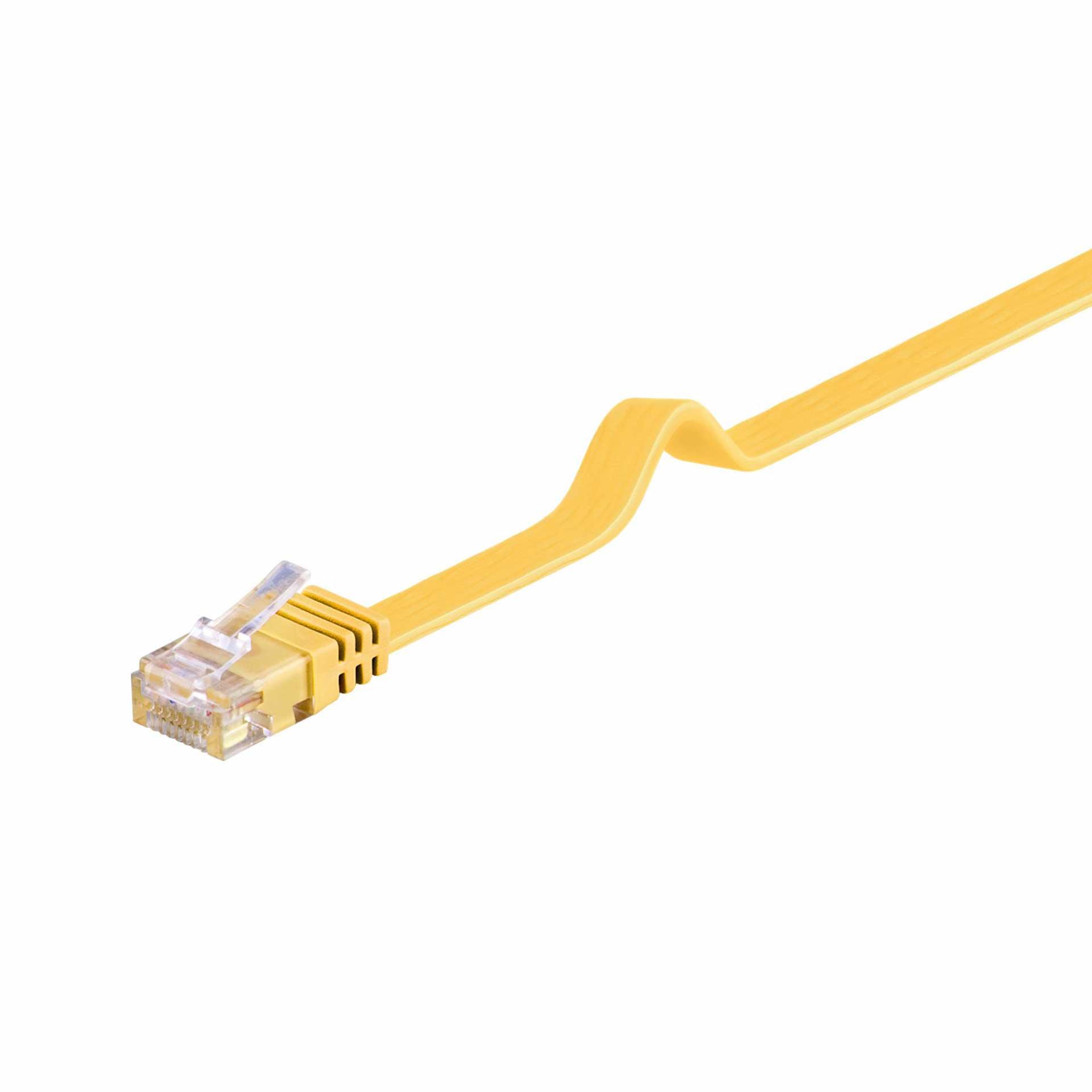 CAT 6 Flach-Patchkabel, RJ45, U/UTP, gelb, 3000mm