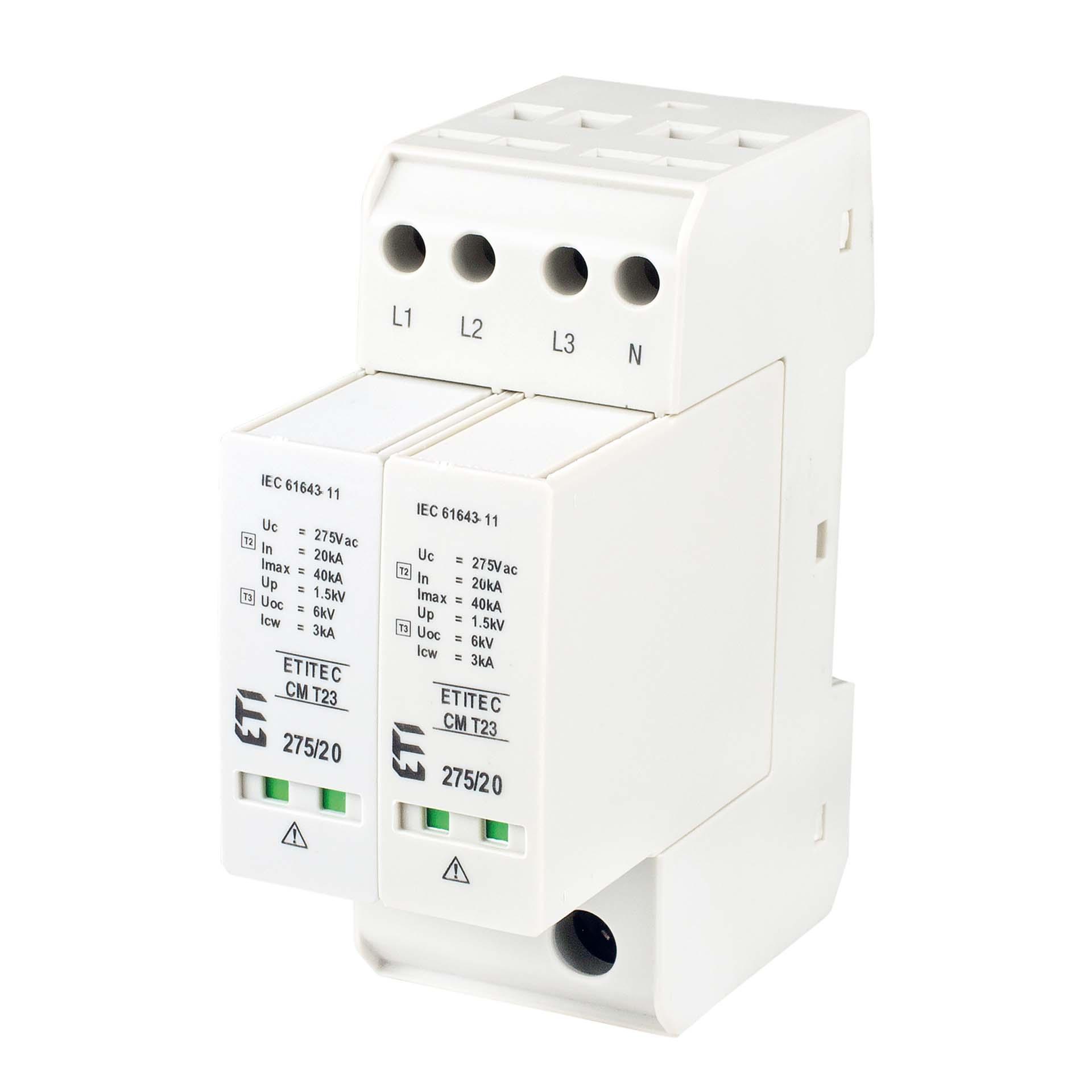 Überspannungsableiter Typ 2+3, ETITEC CM T23 275/20 4+0 RC, (TN-S)