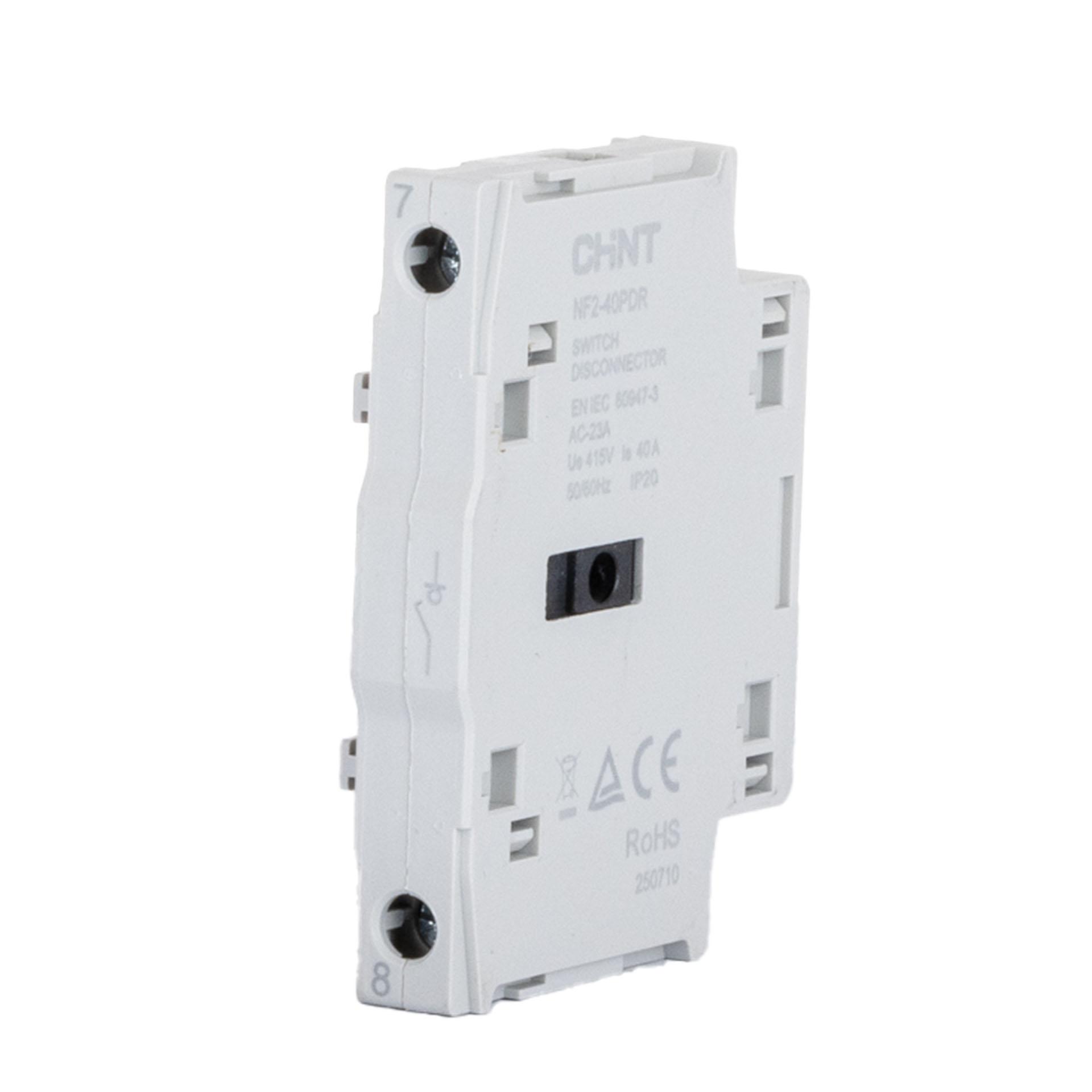 Polo aggiuntivo commutato/N (preisolato) per interruttore di manovra-sezionatore NF2 fino a 40A, tipo NF2-40PDR