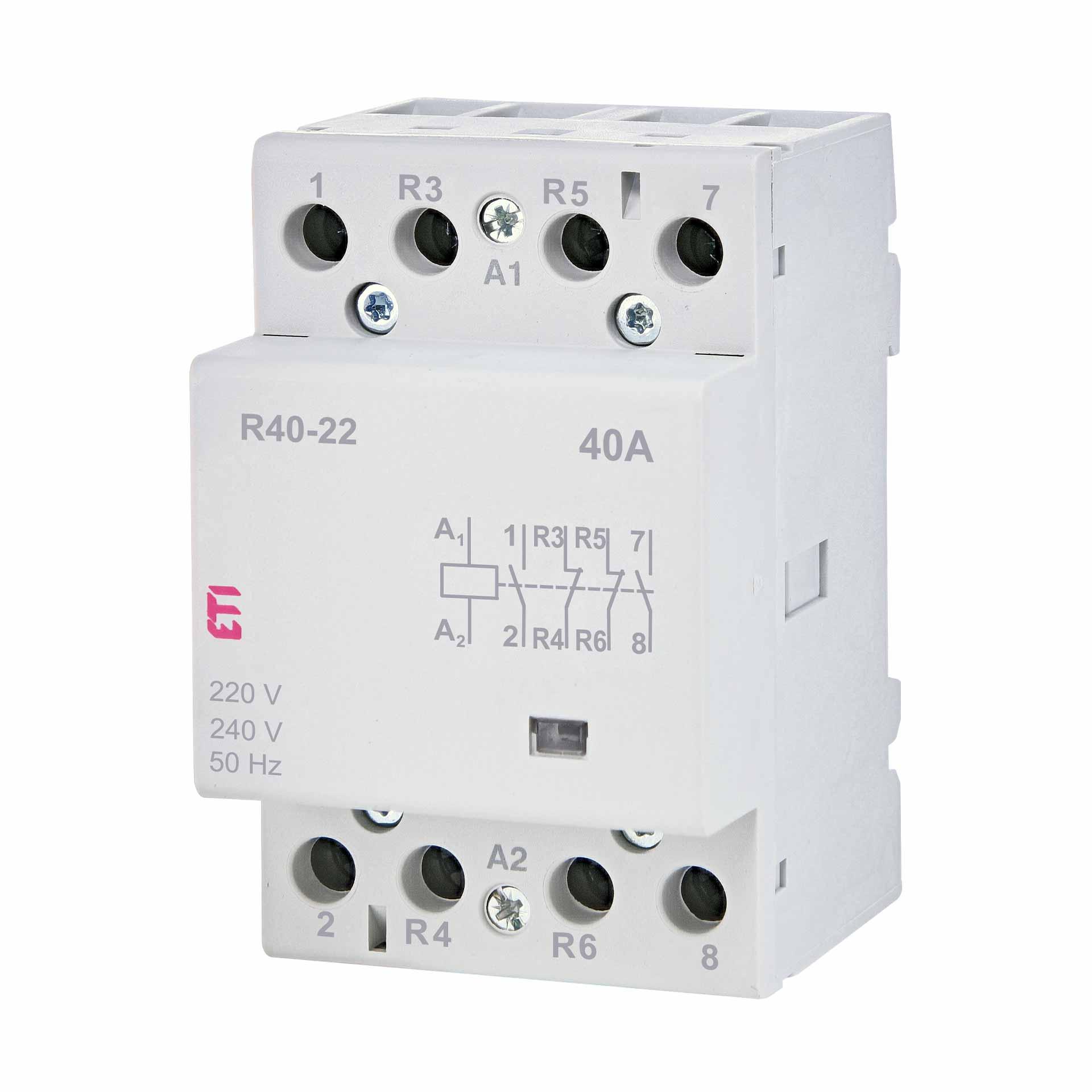 Contattore di installazione a 4 poli, 40A (AC1, 400V), R40-22 230V AC