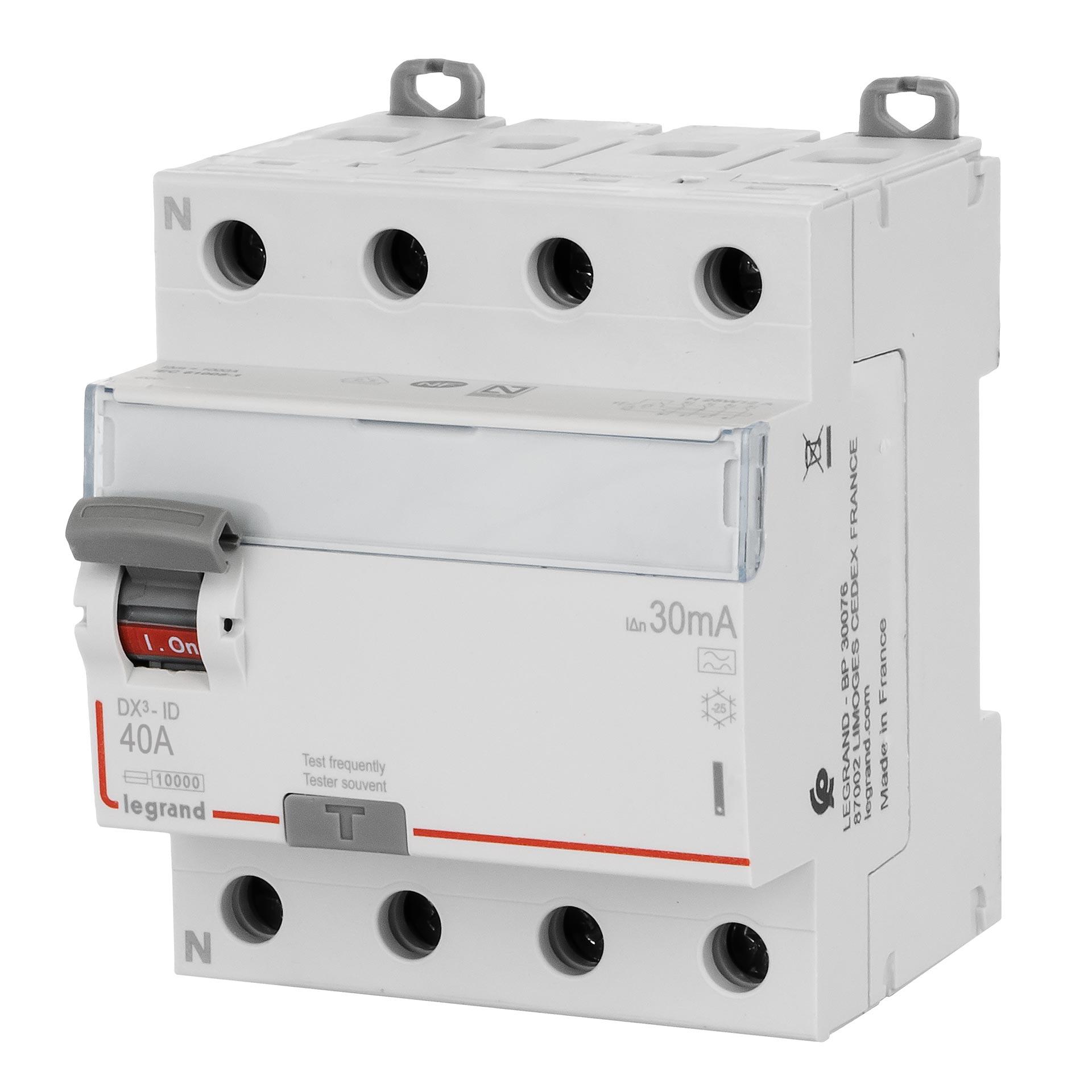 Fehlerstromschutzschalter Standard 4P, 40A (0.03A), Typ A, 10kA, N-links *